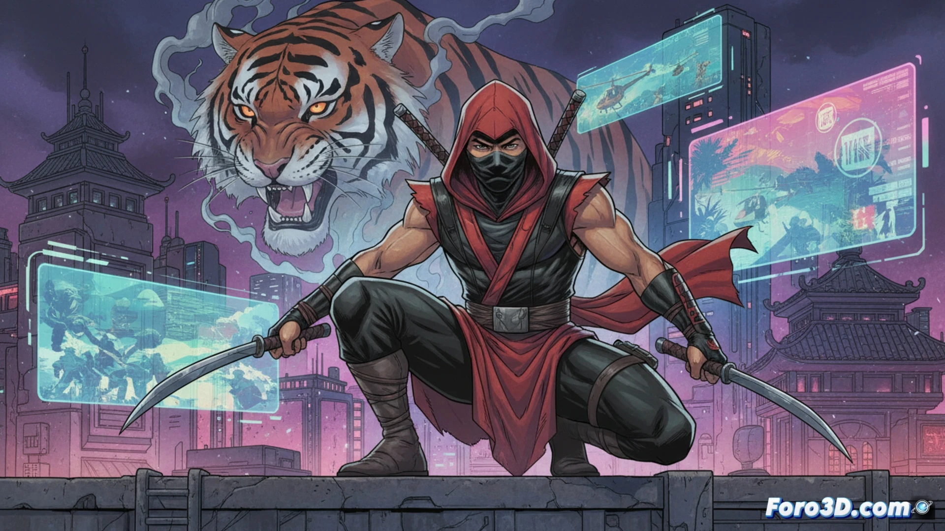 Bengal de Marvel, alter ego de Duc No Tranh, ninja vietnamita en acción con armas tradicionales
