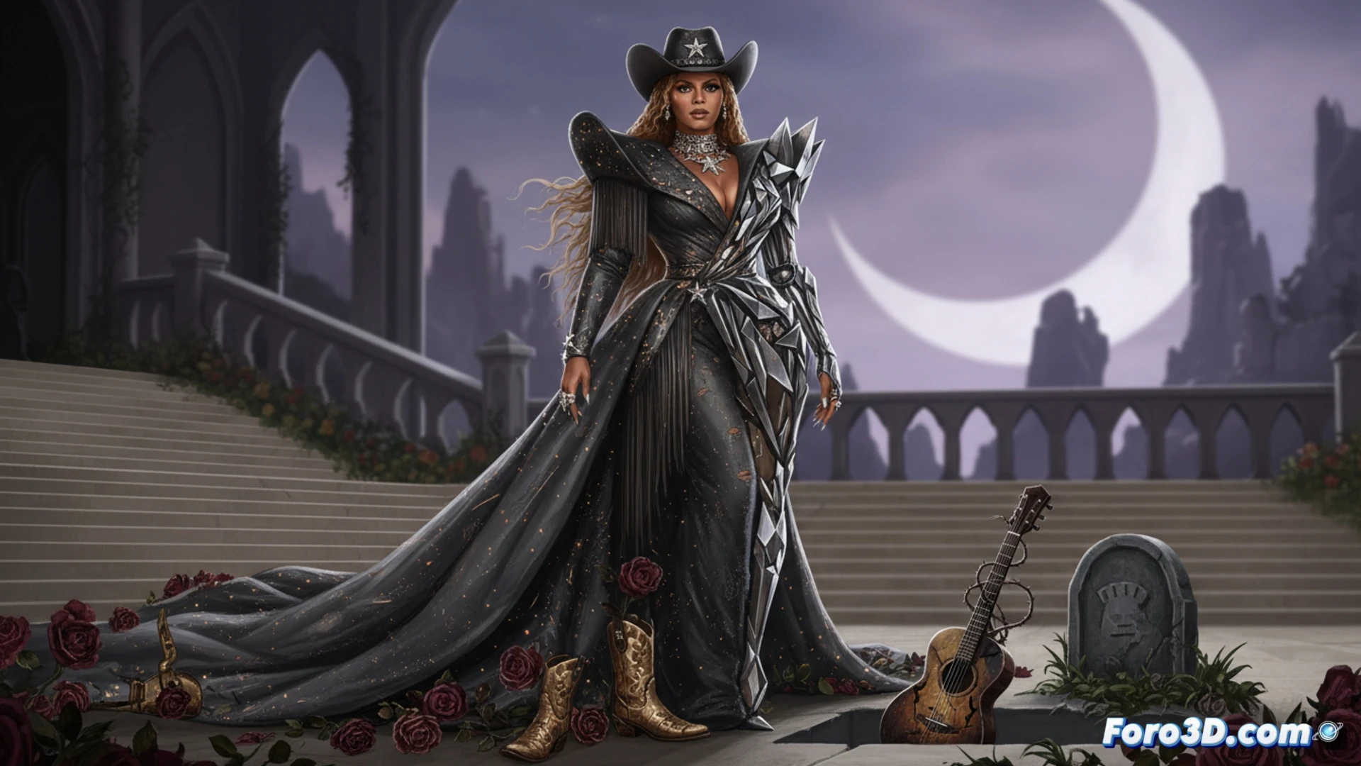 Beyoncé en la Met Gala 2026, con un vestido dorado que simboliza el fin de su era Cowboy Carter, rodeada de un halo de luz.