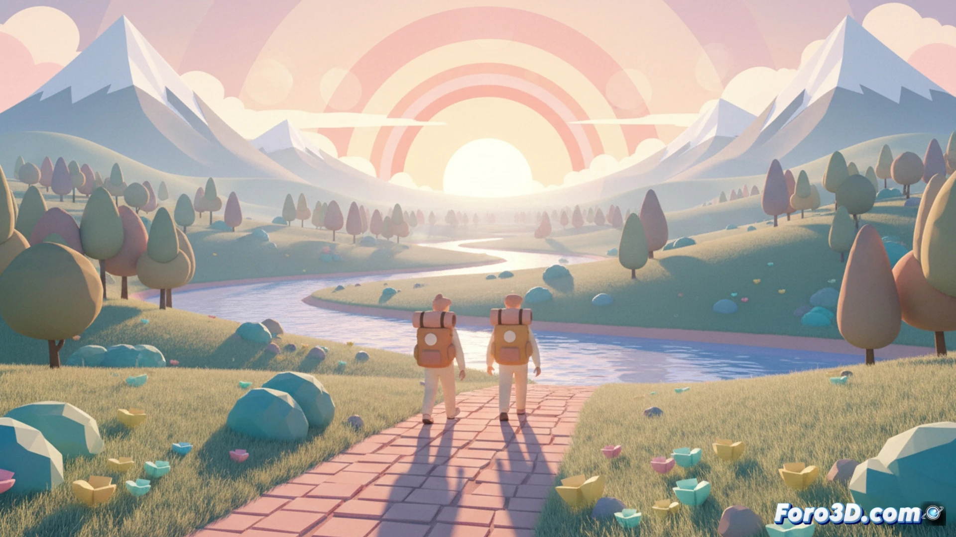 Big Walk juego cooperativo Unity estilo pastel paisajes naturales legibilidad visual desarrollo indie