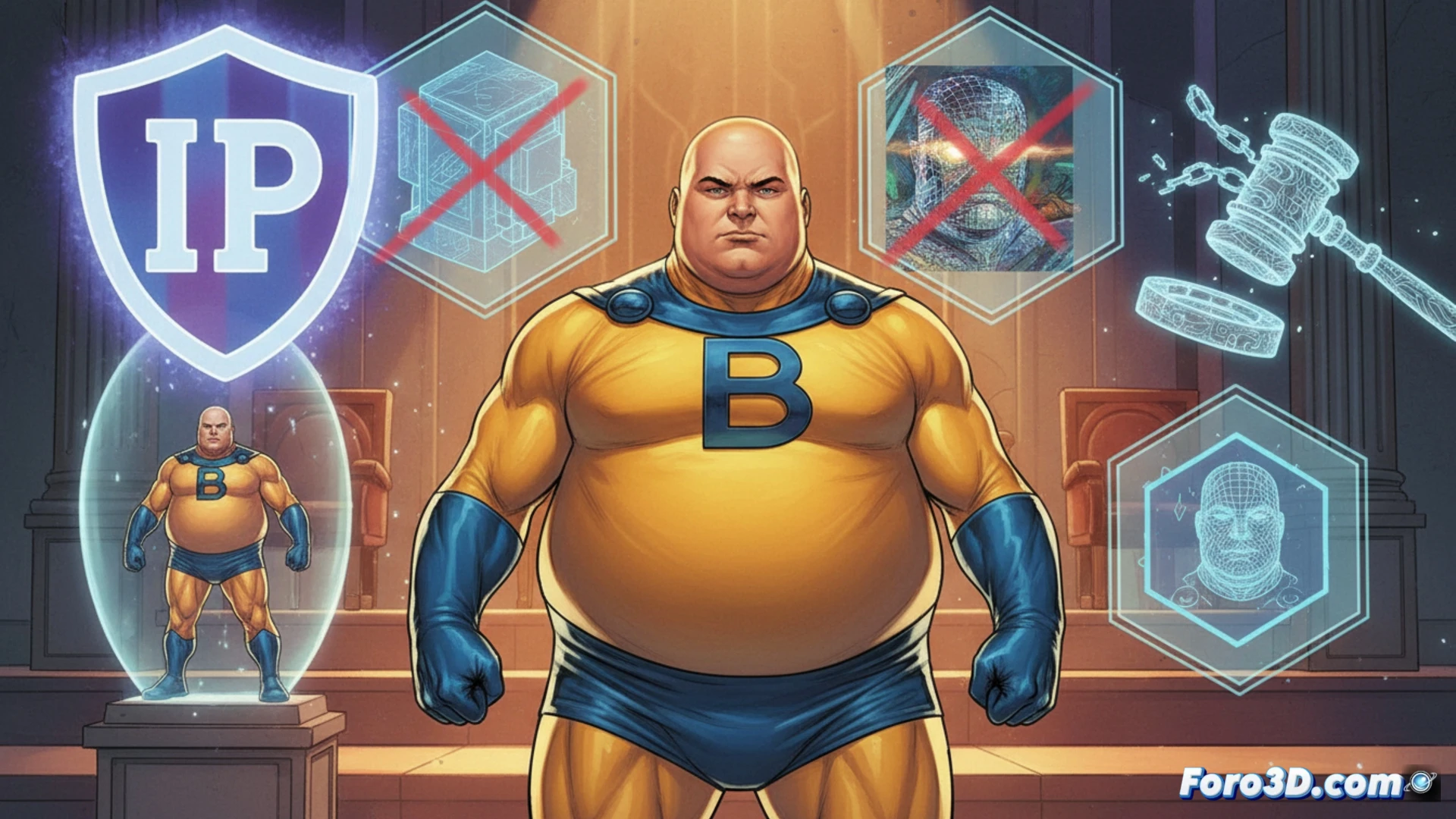 Butterball superhéroe invulnerable Marvel, modelo 3D fan art, propiedad intelectual cómics