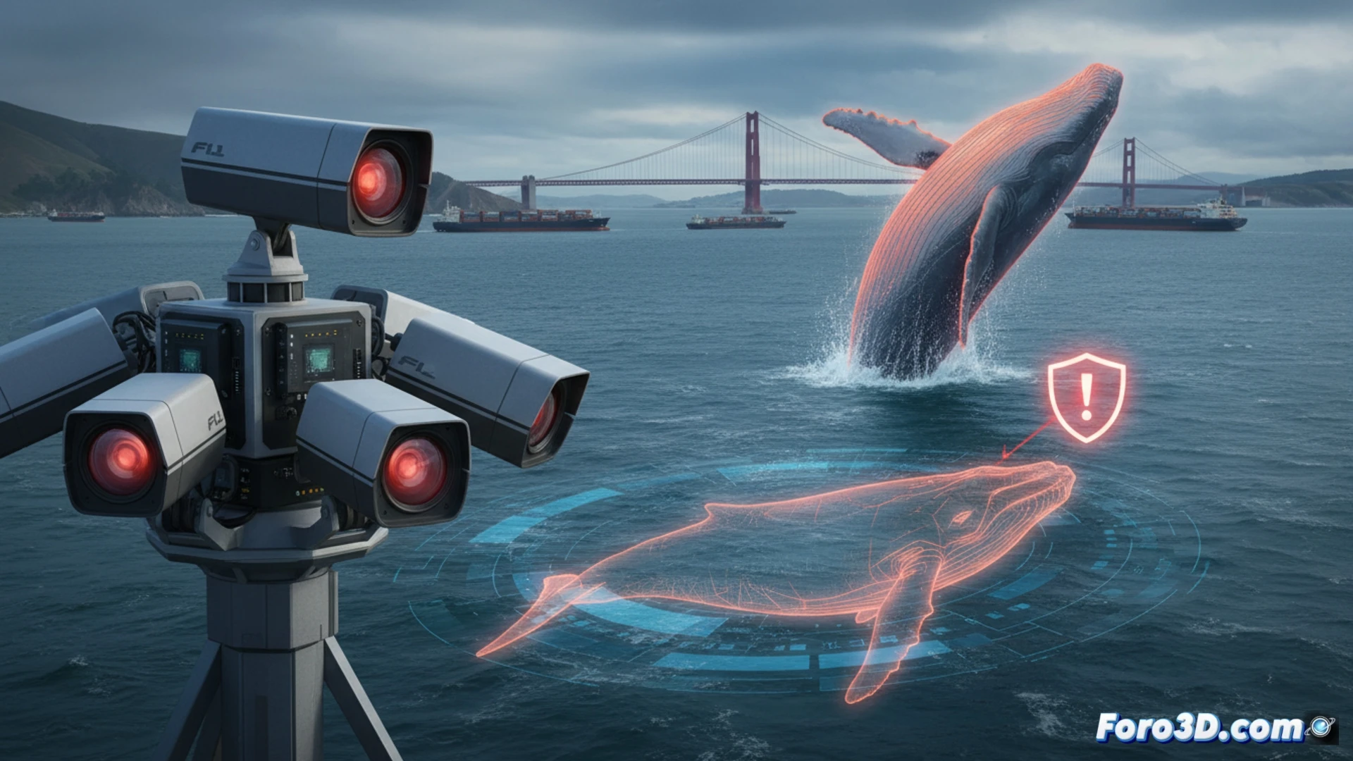 Cámaras térmicas con IA detectan ballenas grises en la Bahía de San Francisco para evitar colisiones