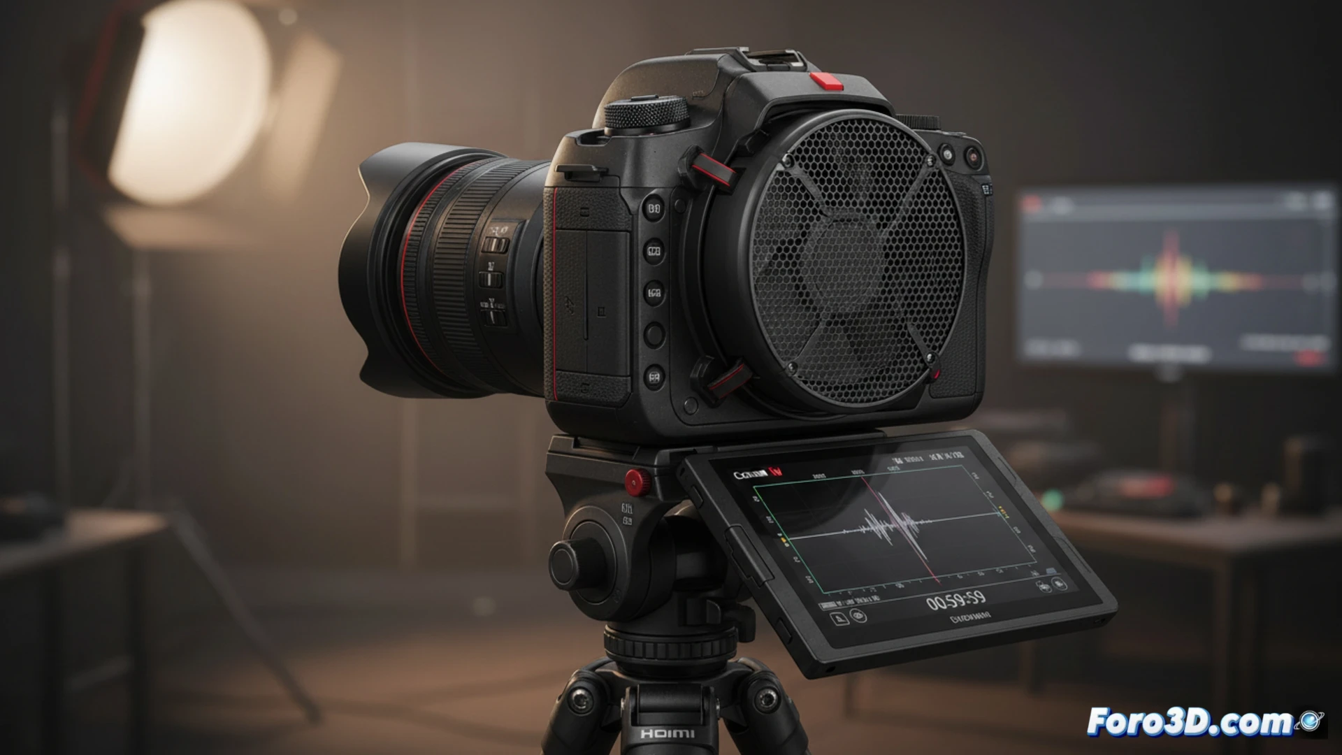 Canon EOS R6 V sin visor, con ventilador activo y pantalla articulada, ideal para video y streaming.