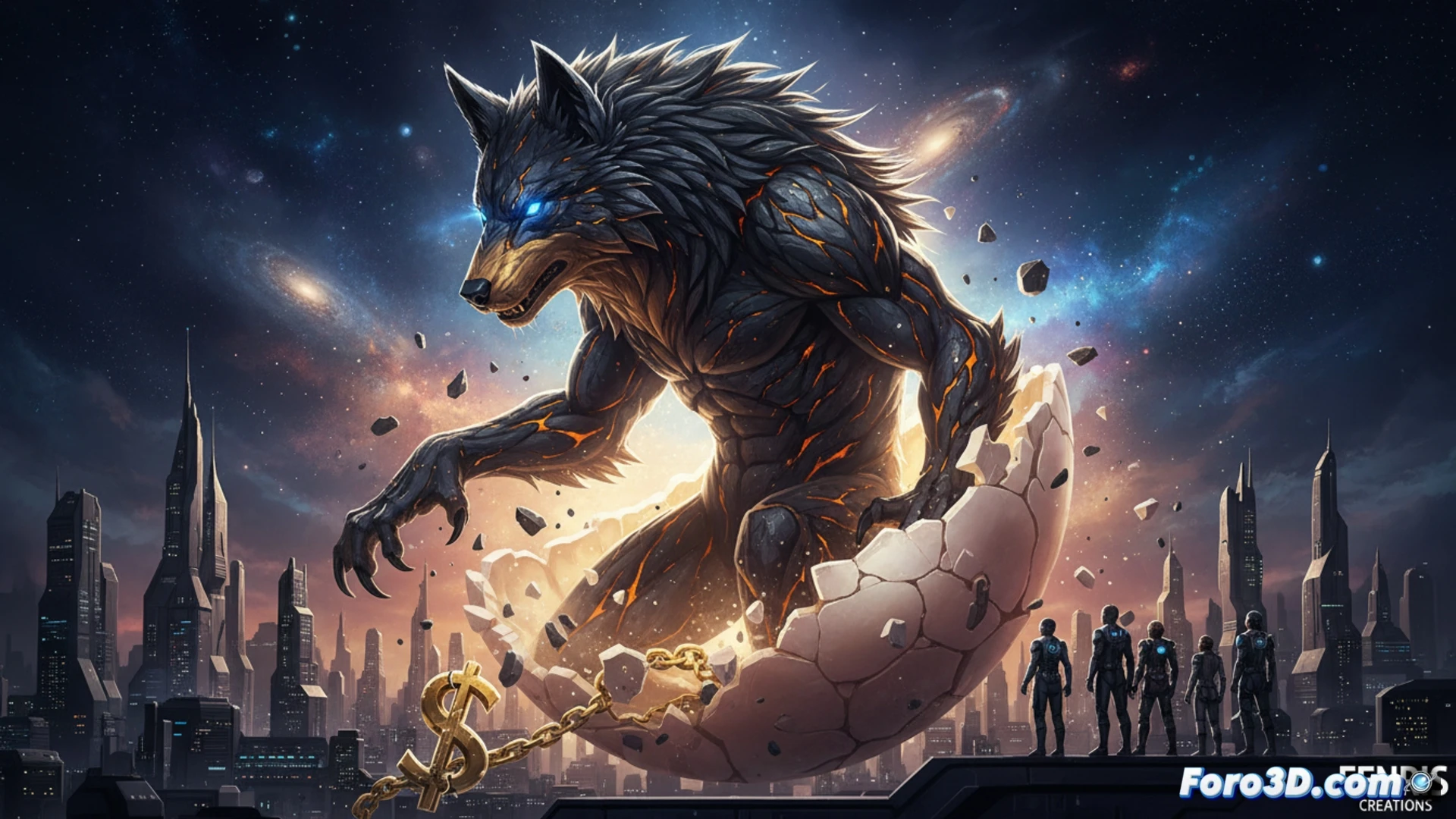 Un lobo de Fenris digital emerge de una nave espacial de EVE Online, simbolizando el renacimiento y la independencia de CCP Games como Fenris Creations.