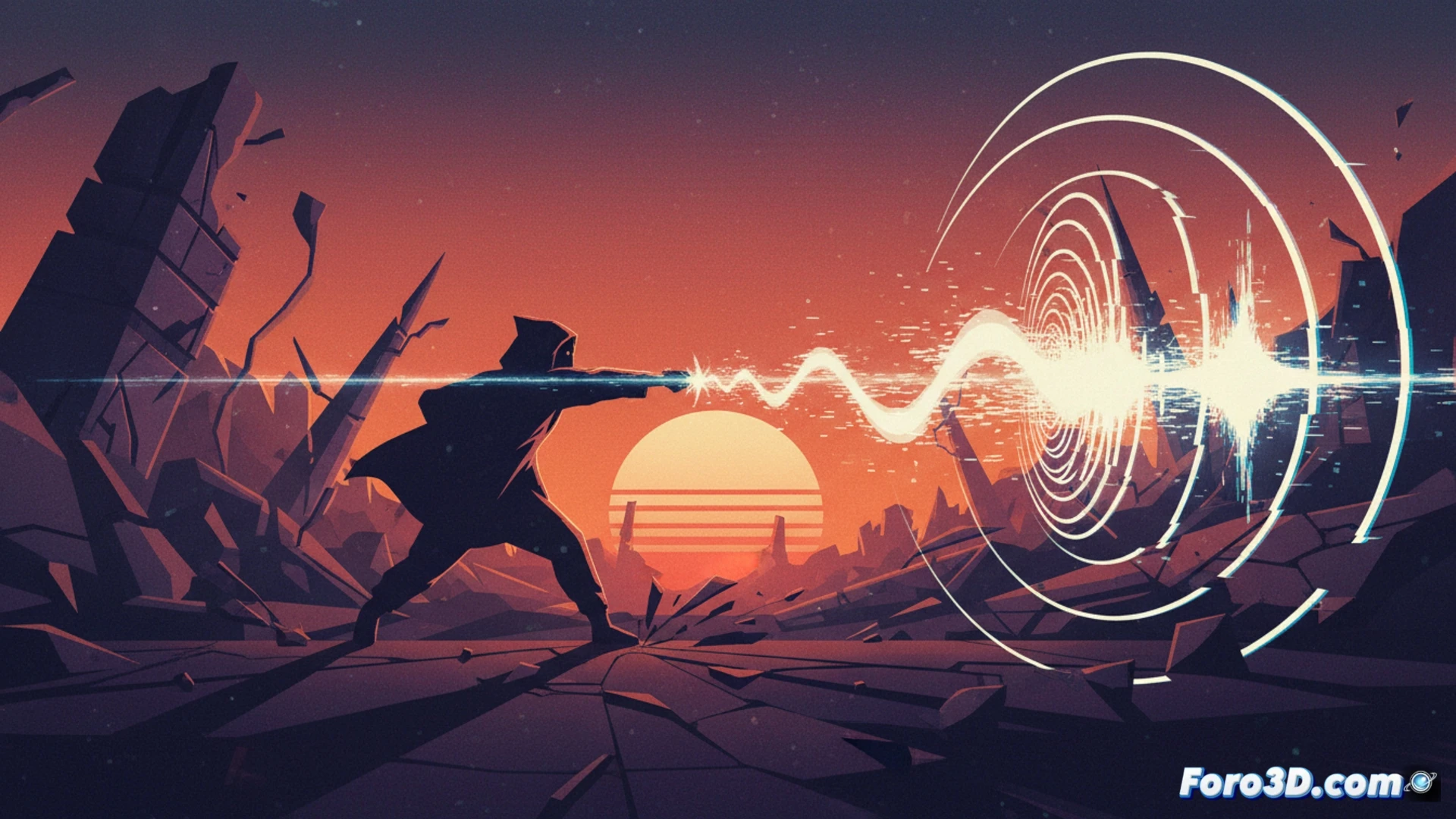 Captura de Children of the Sun con estética lo-fi, trayectoria de bala y distorsión visual en combate