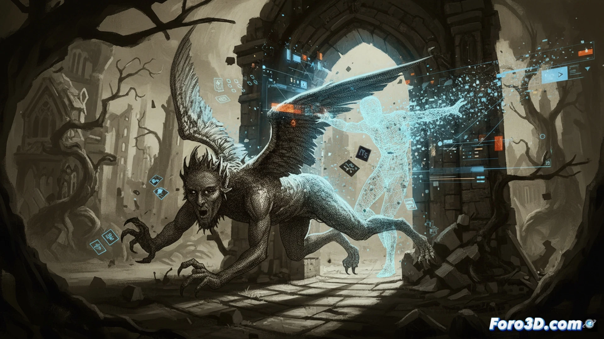 Captura de The Stone of Madness con claroscuro extremo estilo Goya en Unity