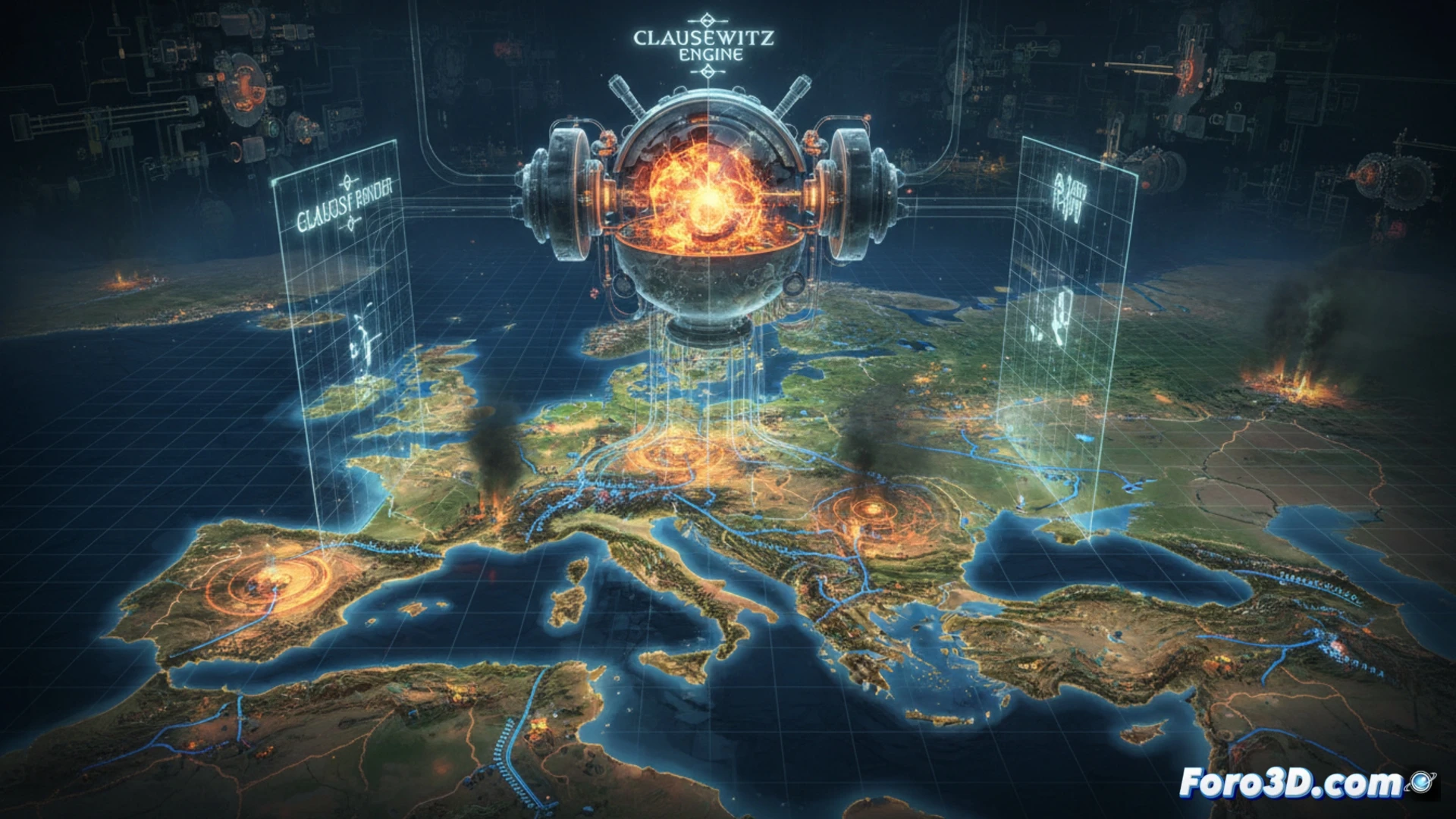 Mapa vivo de Victoria 3 con ferrocarriles y contaminación industrial en Clausewitz Engine con render Jomini