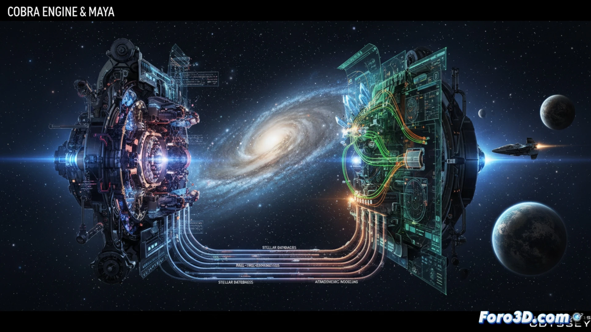 Pipeline procedural de Elite Dangerous con COBRA Engine y Maya para generar planetas galaxia escala real