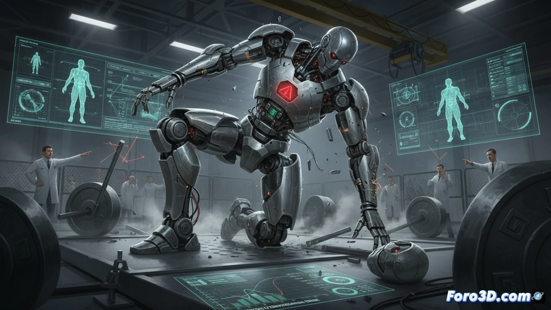 Robot humanoide de rescate colapsa en simulación por error en compensación de masa en cadera y rodilla