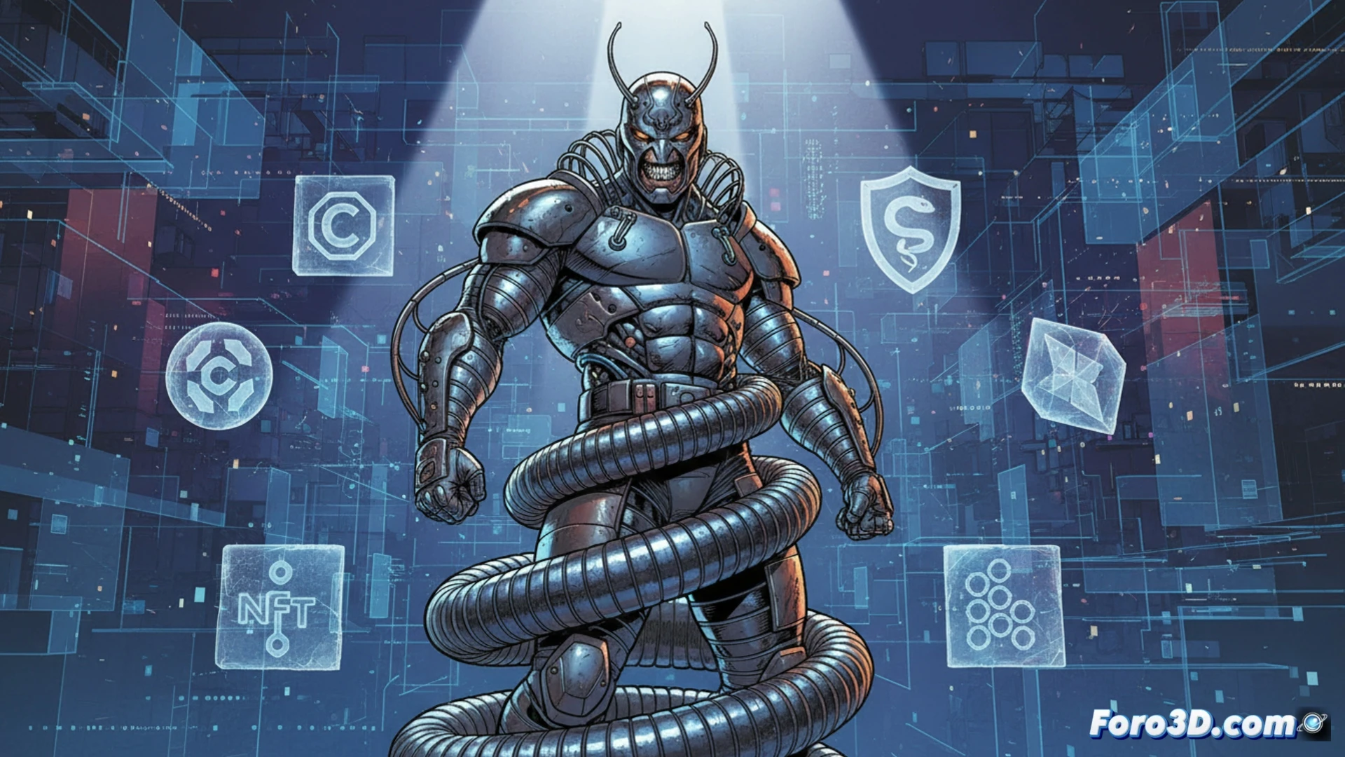 Constrictor Marvel con cables de vibranium, modelo 3D digital, propiedad intelectual