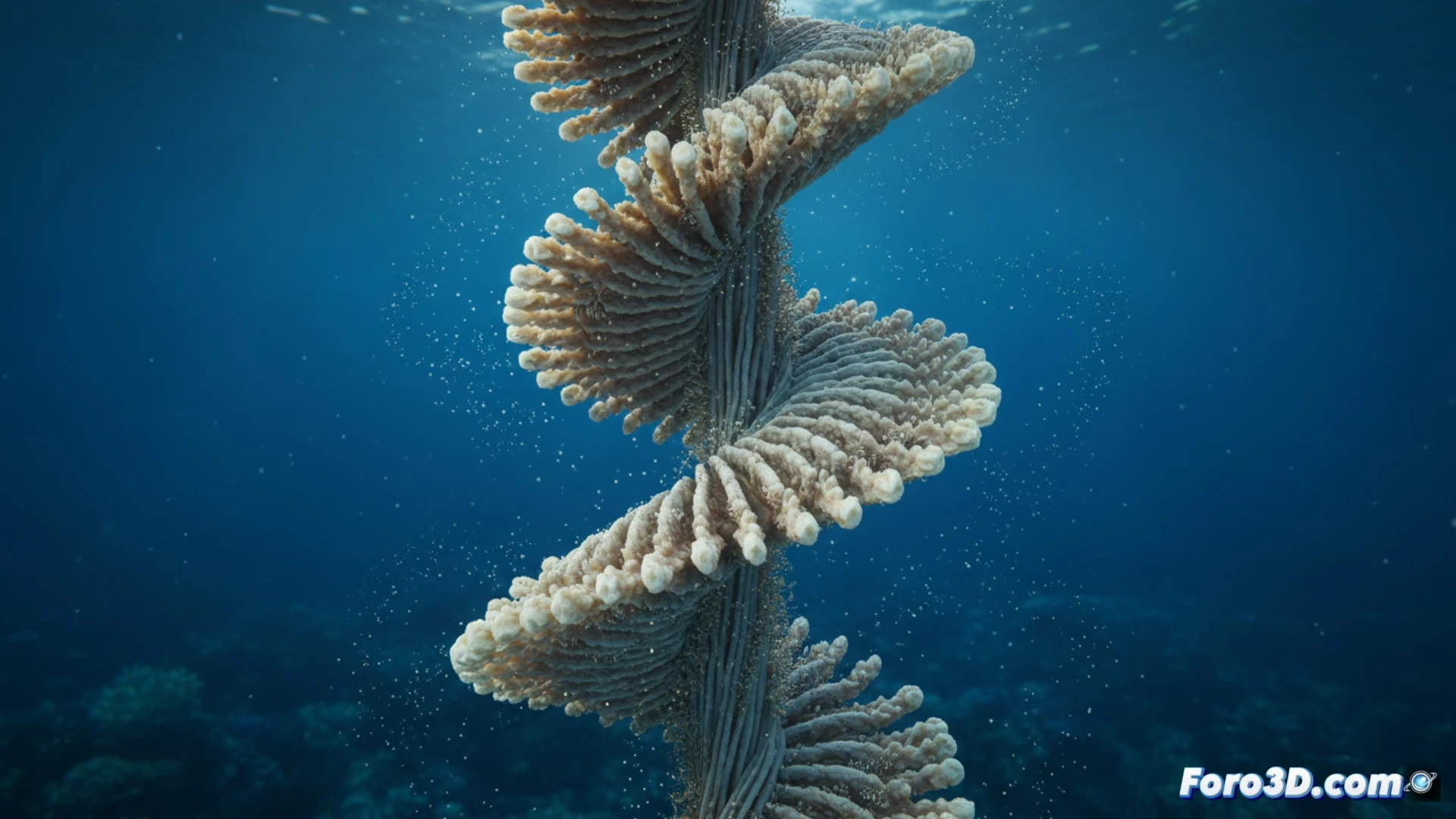 [Coral de bambú helicoidal Isididae modelo 3D espiral perfecta segmentos calcáreos visualización científica biología marina 2024]