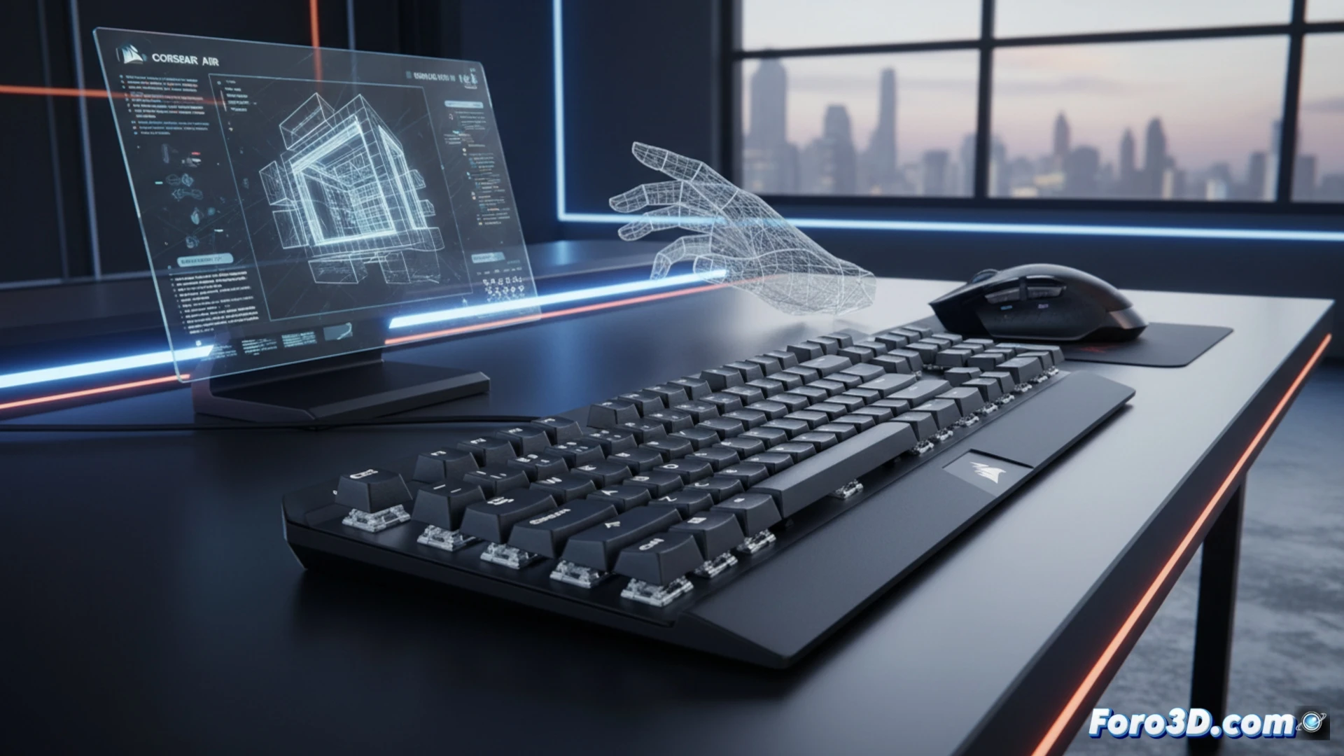 Corsair K100 AIR teclado mecanico ultra delgado perfil 11mm para modelado 3D profesional inalambrico