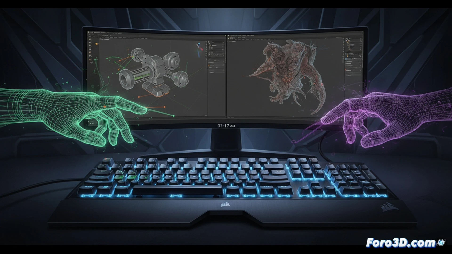 Teclado Corsair K70 Core con retroiluminacion RGB y teclas mecanicas lineales para modelado 3D