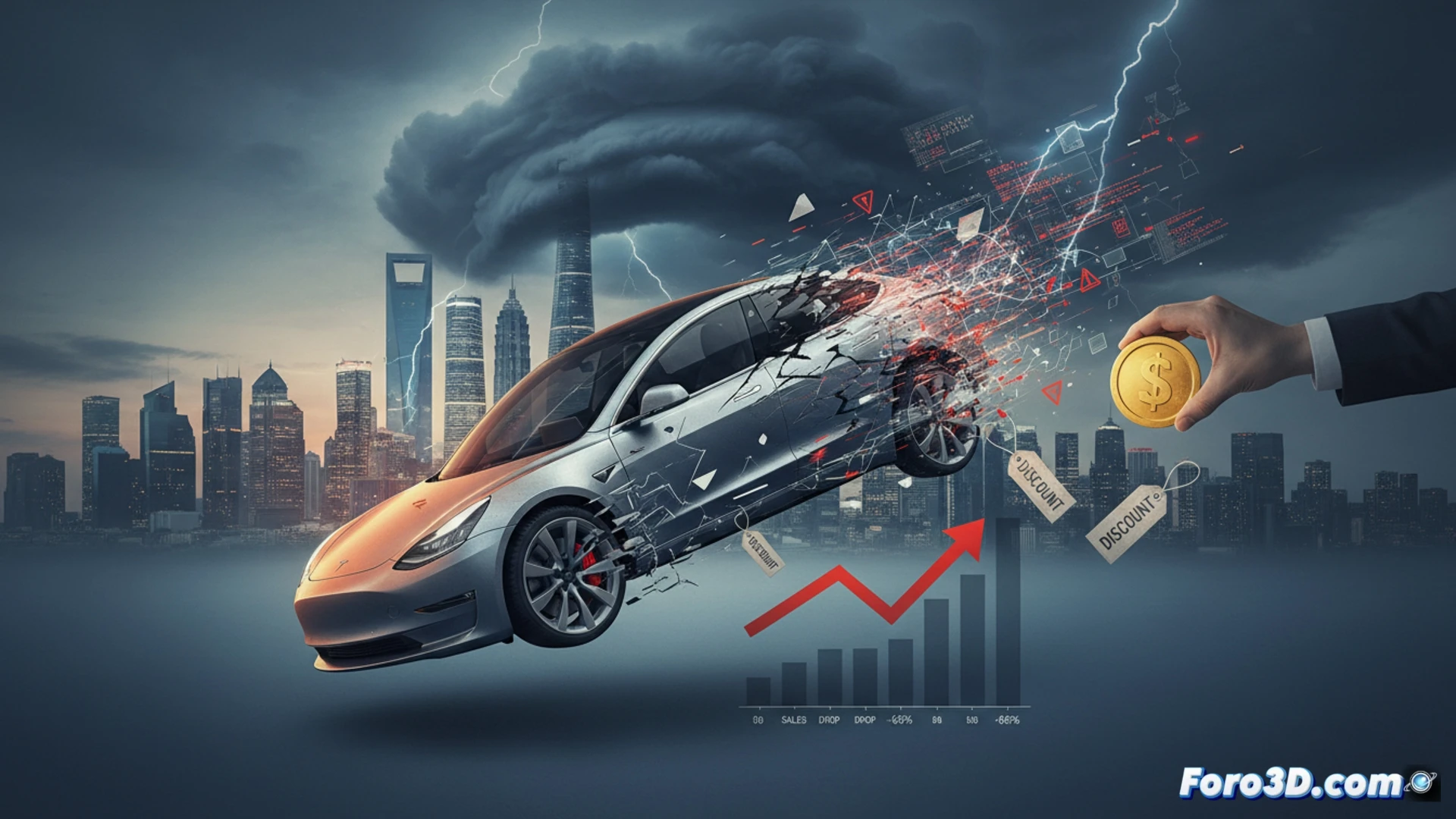 Gráfico de caída ventas Tesla China 2026 con Model Y y Model 3 en mercado coches eléctricos