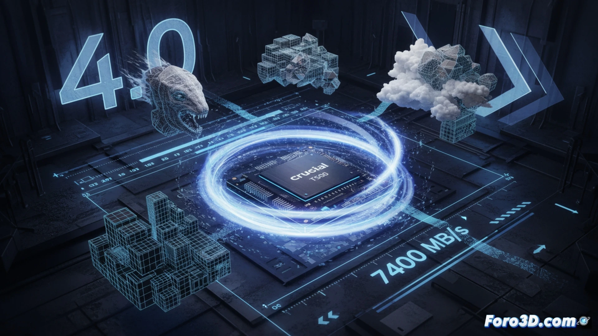 Crucial T500 SSD NVMe PCIe 4.0 para flujo de trabajo 3D y edición de video 8K