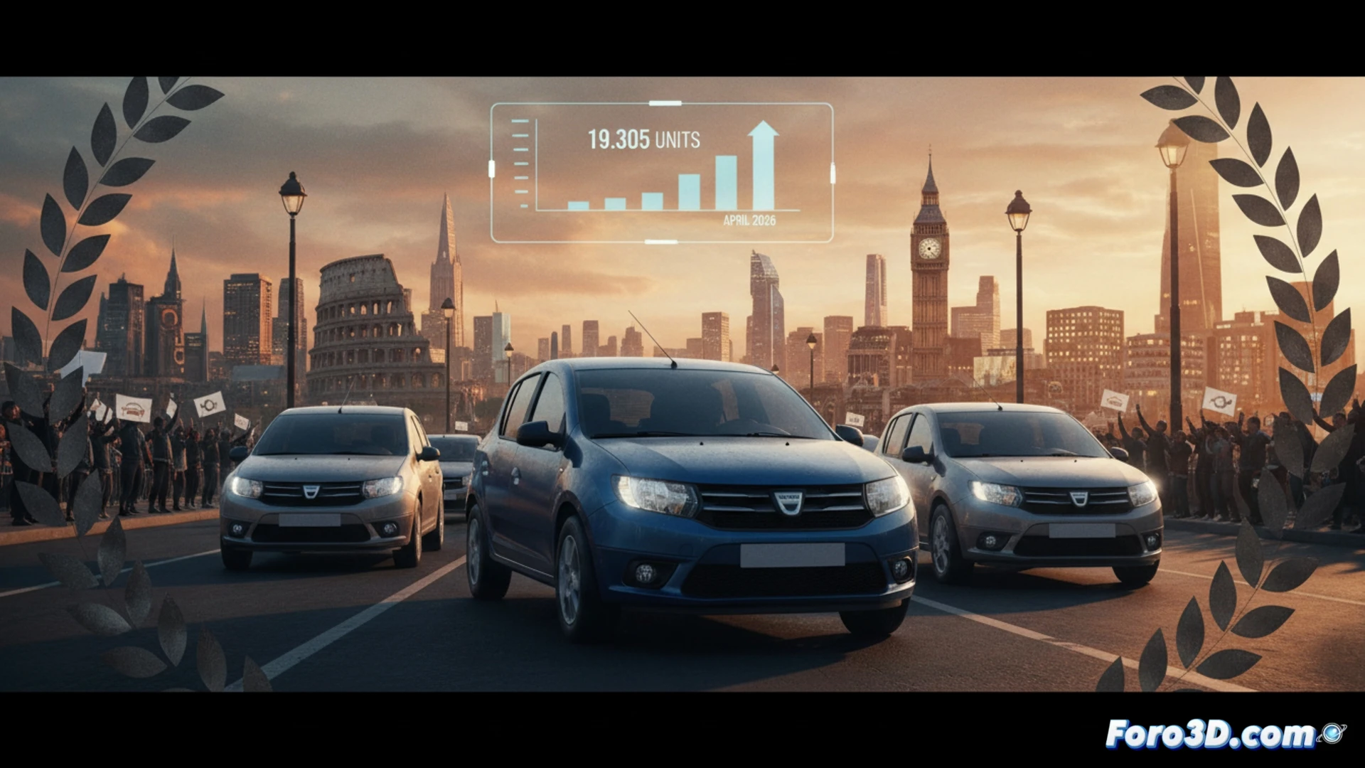 Dacia Sandero compacto cruzando un paso de peatones vacío al atardecer urbano, reflejos de faros LED básicos sobre asfalto mojado, parabrisas salpicado de gotas de lluvia, neumáticos económicos girando lentamente, carrocería sin adornos ni cromados, fondo de calle gris con semáforo en verde, volante de poliuretano texturizado visible desde el exterior mientras el conductor frena suavemente, tablero simple sin pantalla táctil, cinemática nocturna realista, iluminación ambiental tenue, texturas mate en parachoques y molduras, fotorealismo técnico automotriz.