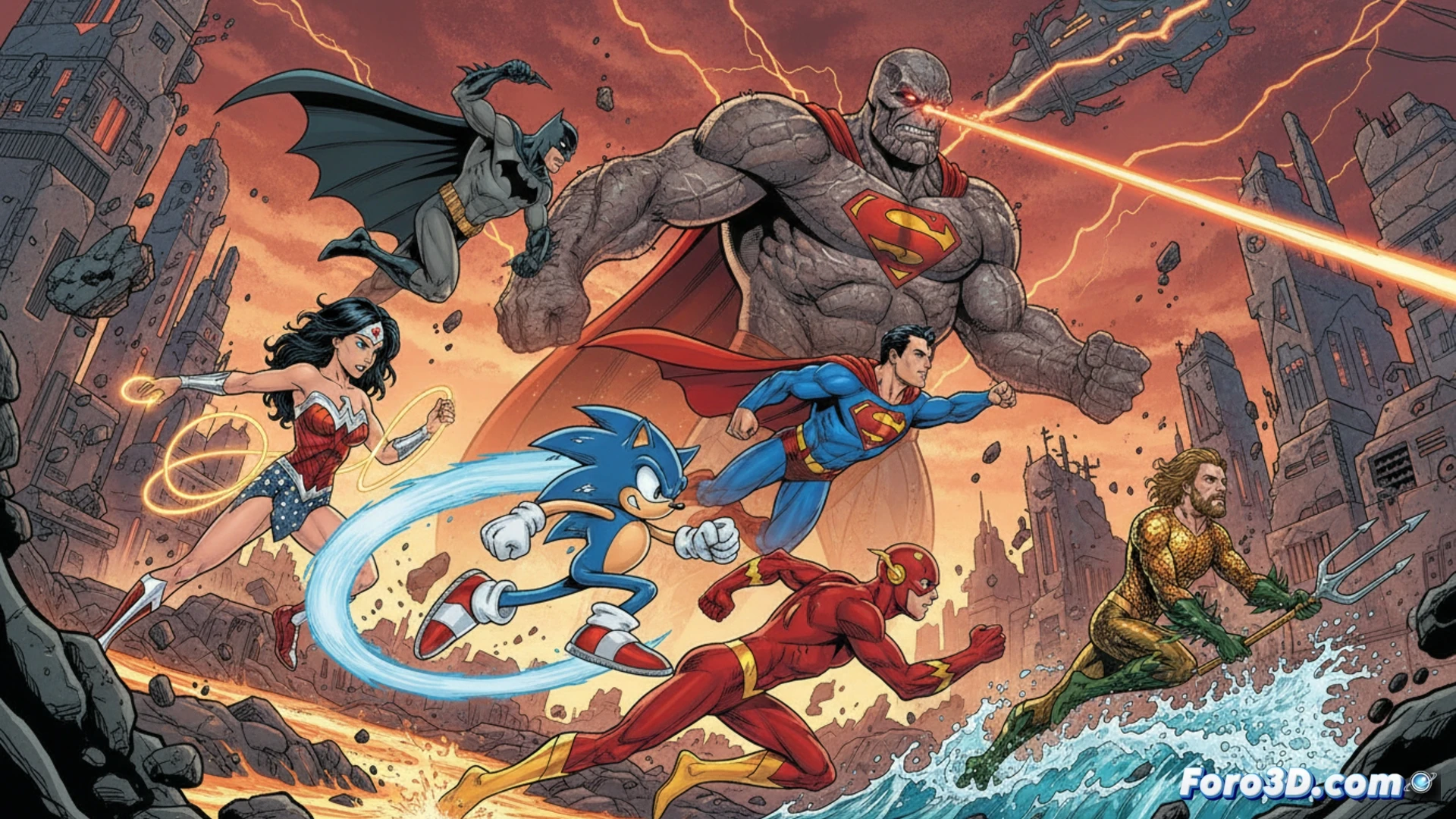 Descripción (80-120 caracteres):  
Sonic y la Liga de la Justicia cargan juntos contra Darkseid en un vibrante motion comic de DC.