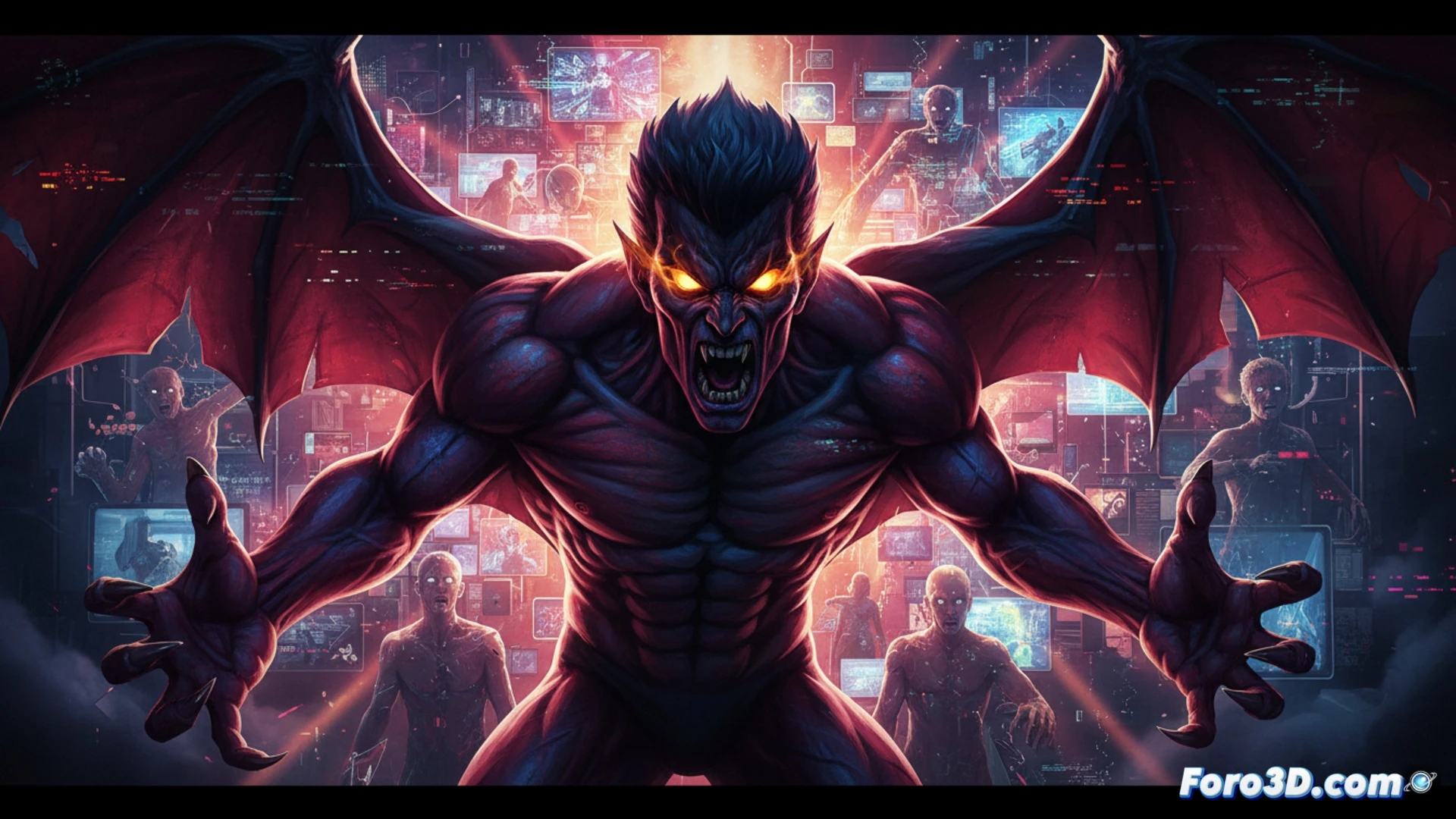 Devilman 3D arte digital activismo social horror expresionista Go Nagai Akira Fudo lucha demonios