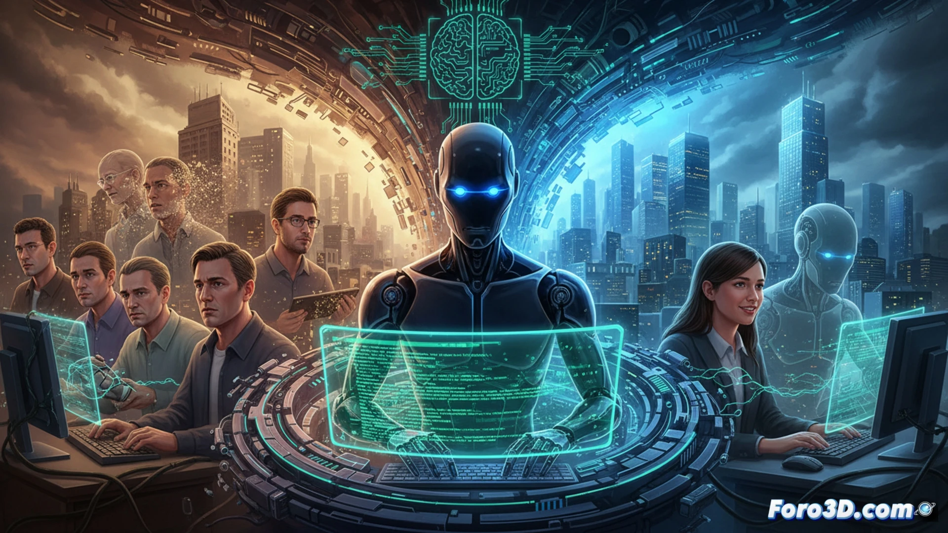 Devin IA ingeniero software autónomo programando en terminal con código y gráficos futuristas