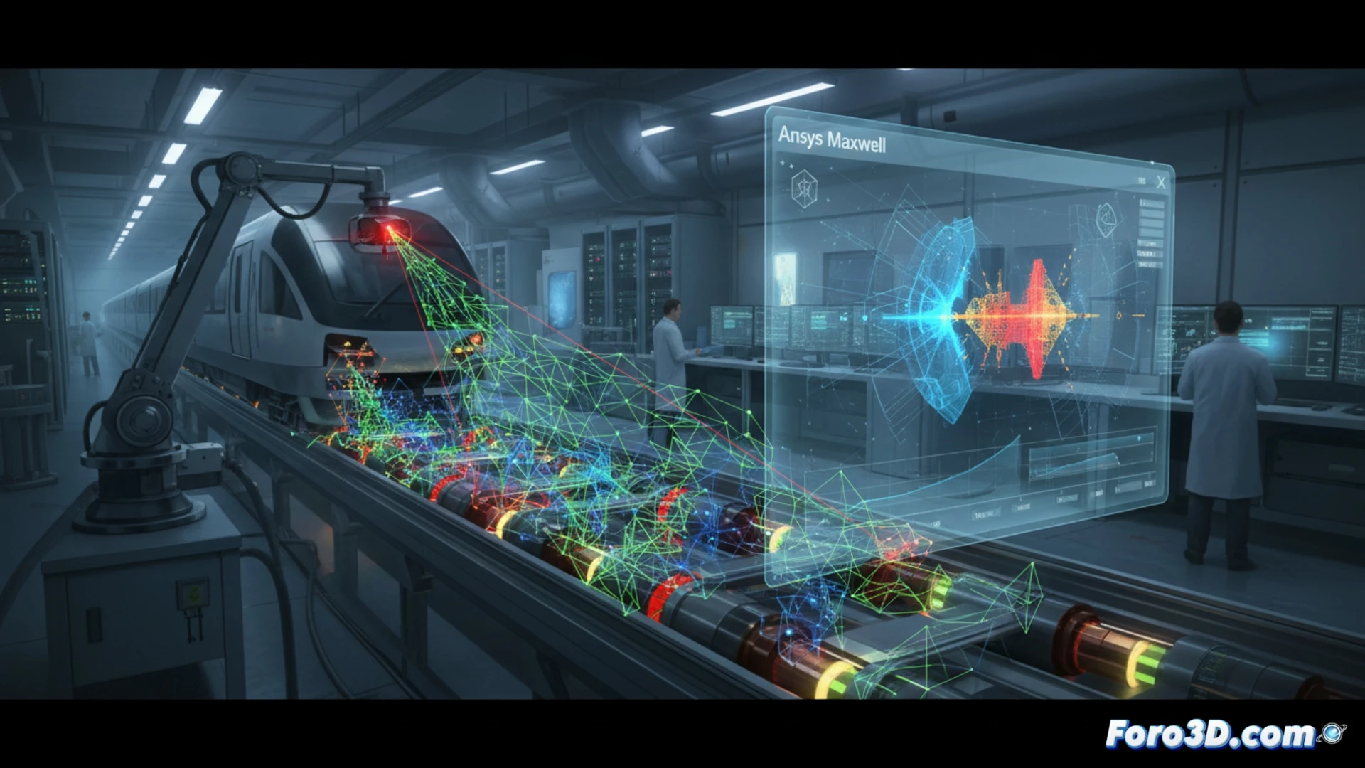 Simulación 3D de fuerzas de Lorentz en bobinas de frenado de tren maglev con escaneo láser de precisión