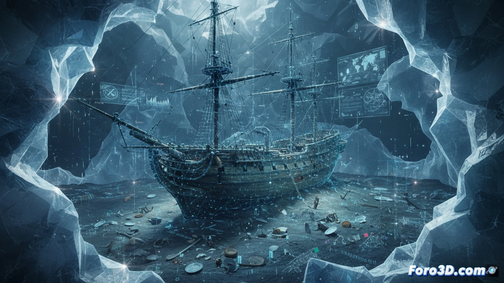 [Gemelos 3D de los pecios Erebus y Terror bajo el hielo ártico, fotogrametría subacuática]