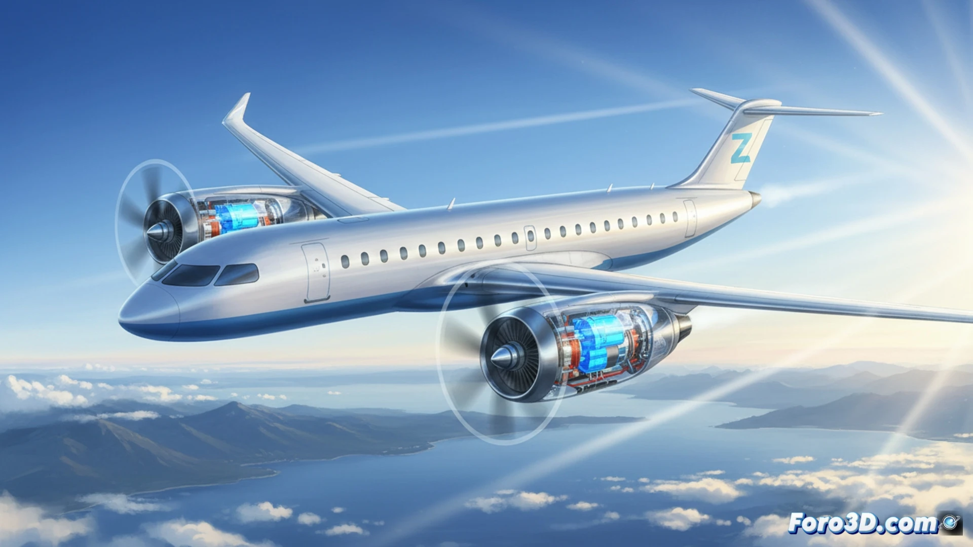 Modelo 3D del sistema de propulsión hidrógeno-eléctrica de ZeroAvia para aviación cero emisiones
