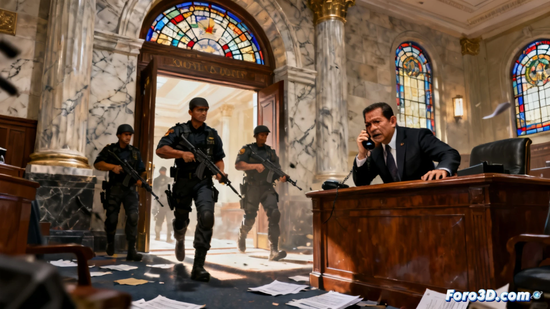 Senado filipino en caos; soldados armados irrumpen entre disparos y tensión por arresto a exjefe policial.
