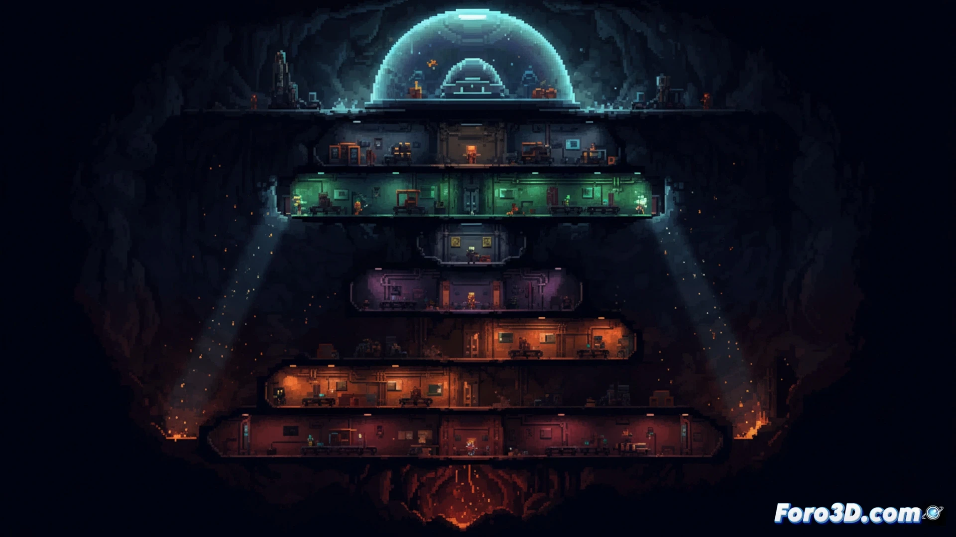 Dome Keeper pixel art atmosferico Godot shaders iluminacion dinamica paleta colores profundidad tutorial tecnico indie