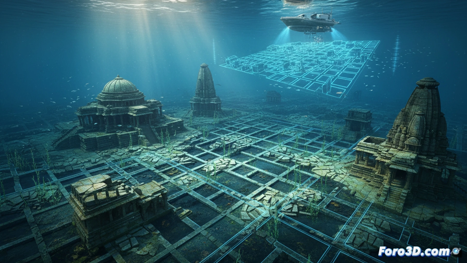 Ruinas sumergidas de Dwarka, ciudad antigua de 9000 años, costa de Gujarat, India