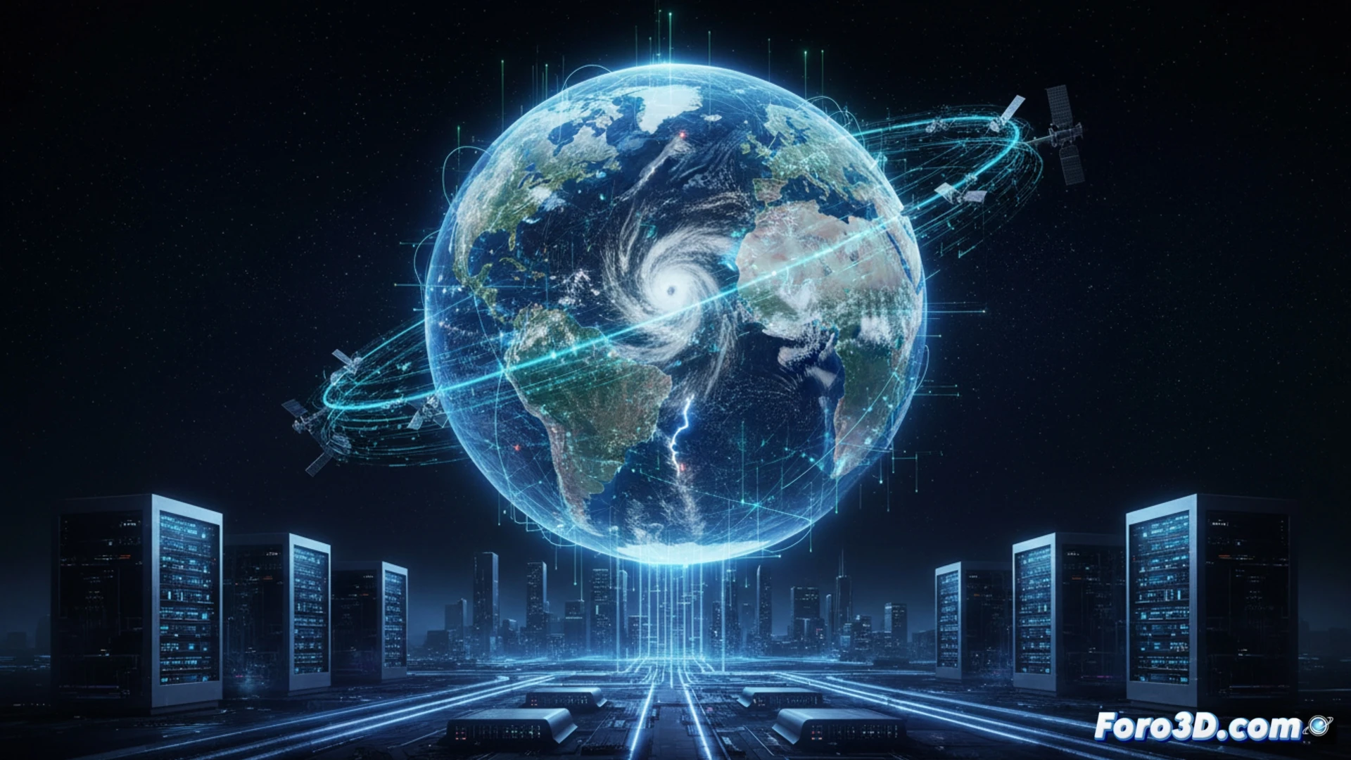 Gemelo digital planetario Earth-2 de Nvidia simulando clima global con inteligencia artificial y supercomputación