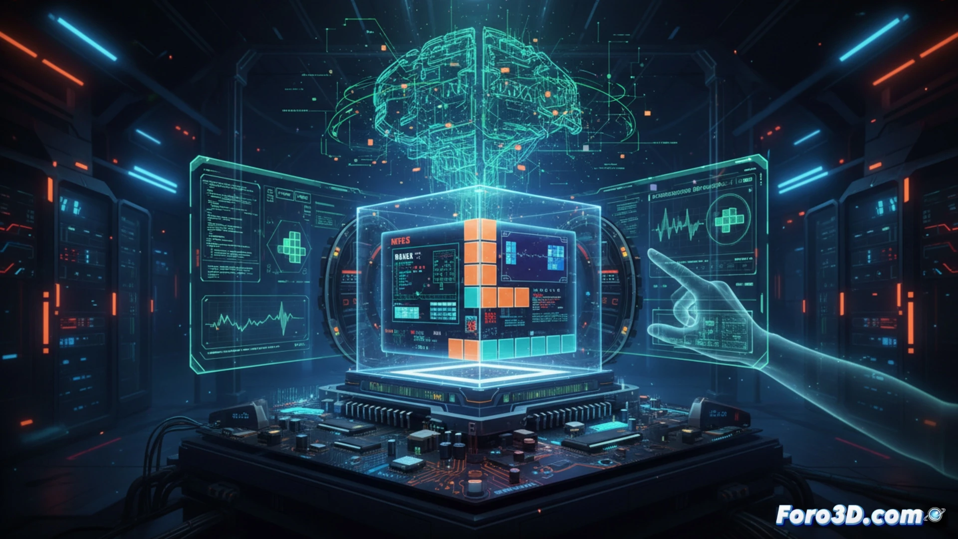 Captura de Tetris Forever mostrando emulación precisa en Eclipse Engine con interfaz museo 3D