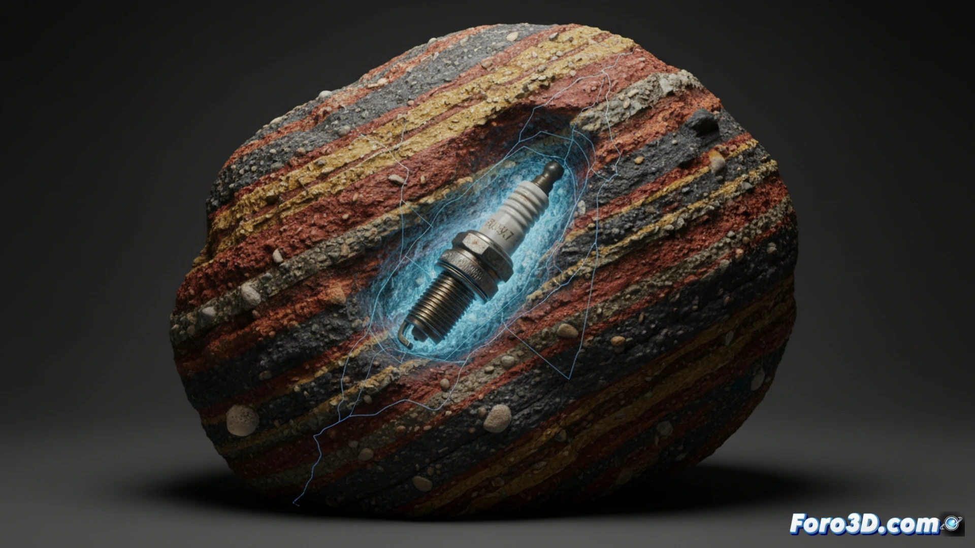 Bujía Champion de 1920 incrustada en roca de arcilla endurecida de 500.000 años, hallada en California