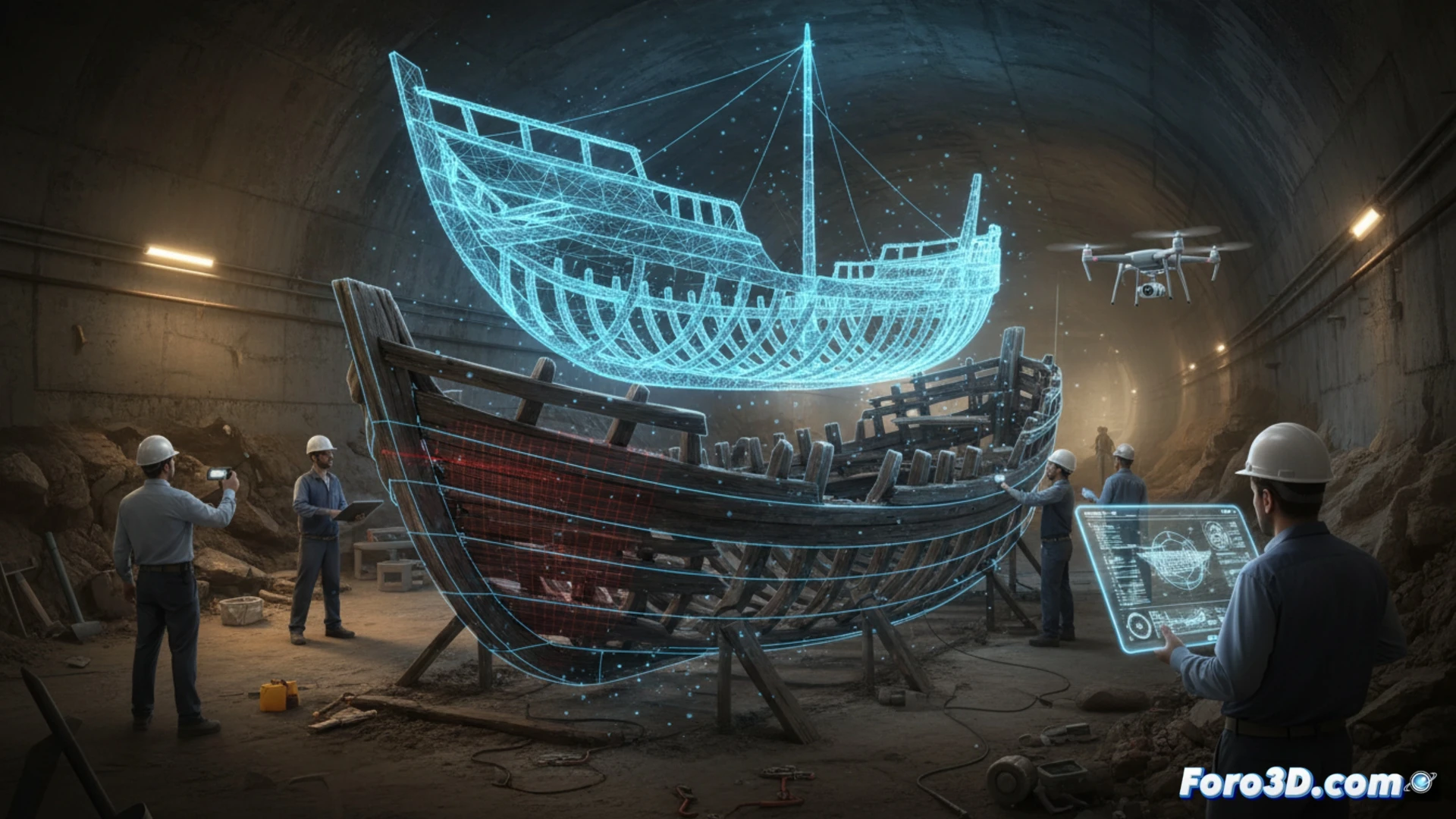 Reconstrucción digital 3D de barco andalusí del siglo XI hallado en Sevilla bajo obras del Metro