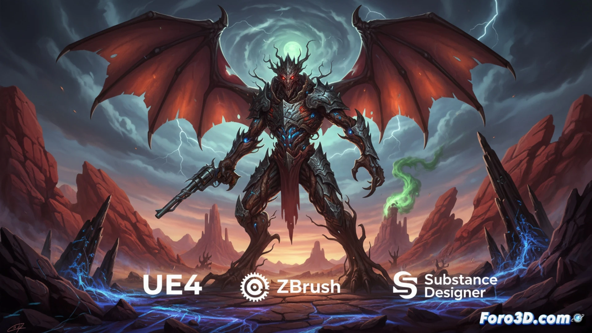 Criatura oscura del oeste esculpida en ZBrush con texturas de Substance y renderizada en Unreal Engine 4