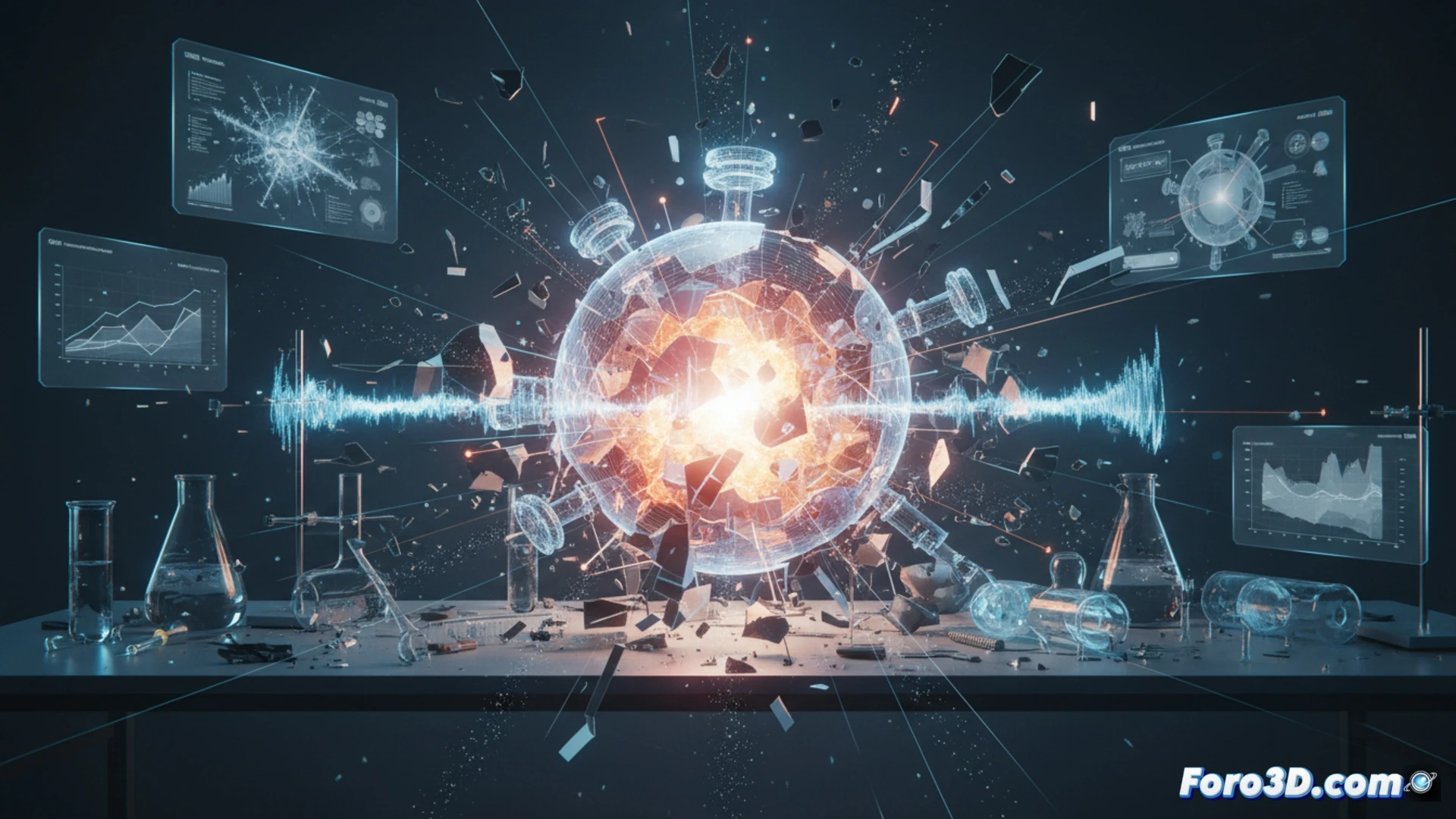 Reconstrucción 3D de explosión de tanque criogénico Dewar con análisis forense y simulación térmica