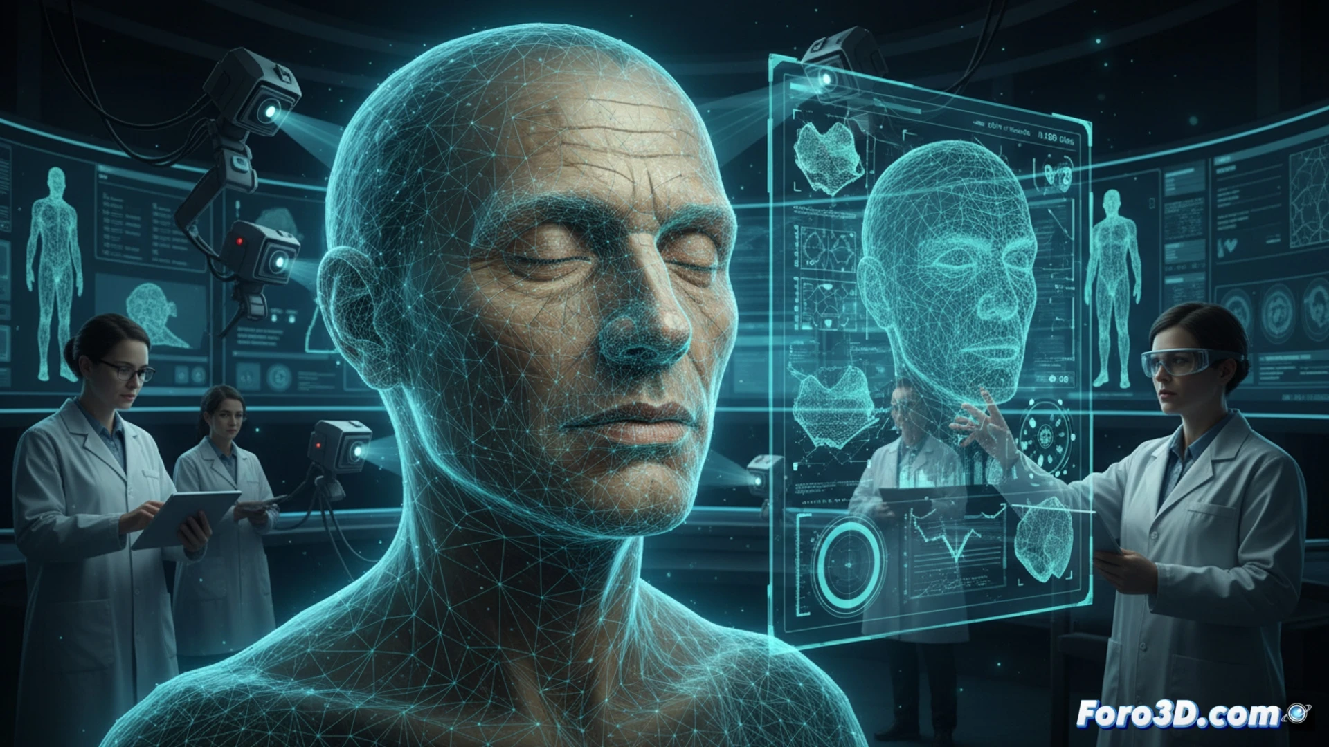 Escaneo 3D del rostro momificado del Hombre de Tollund, Edad del Hierro danesa