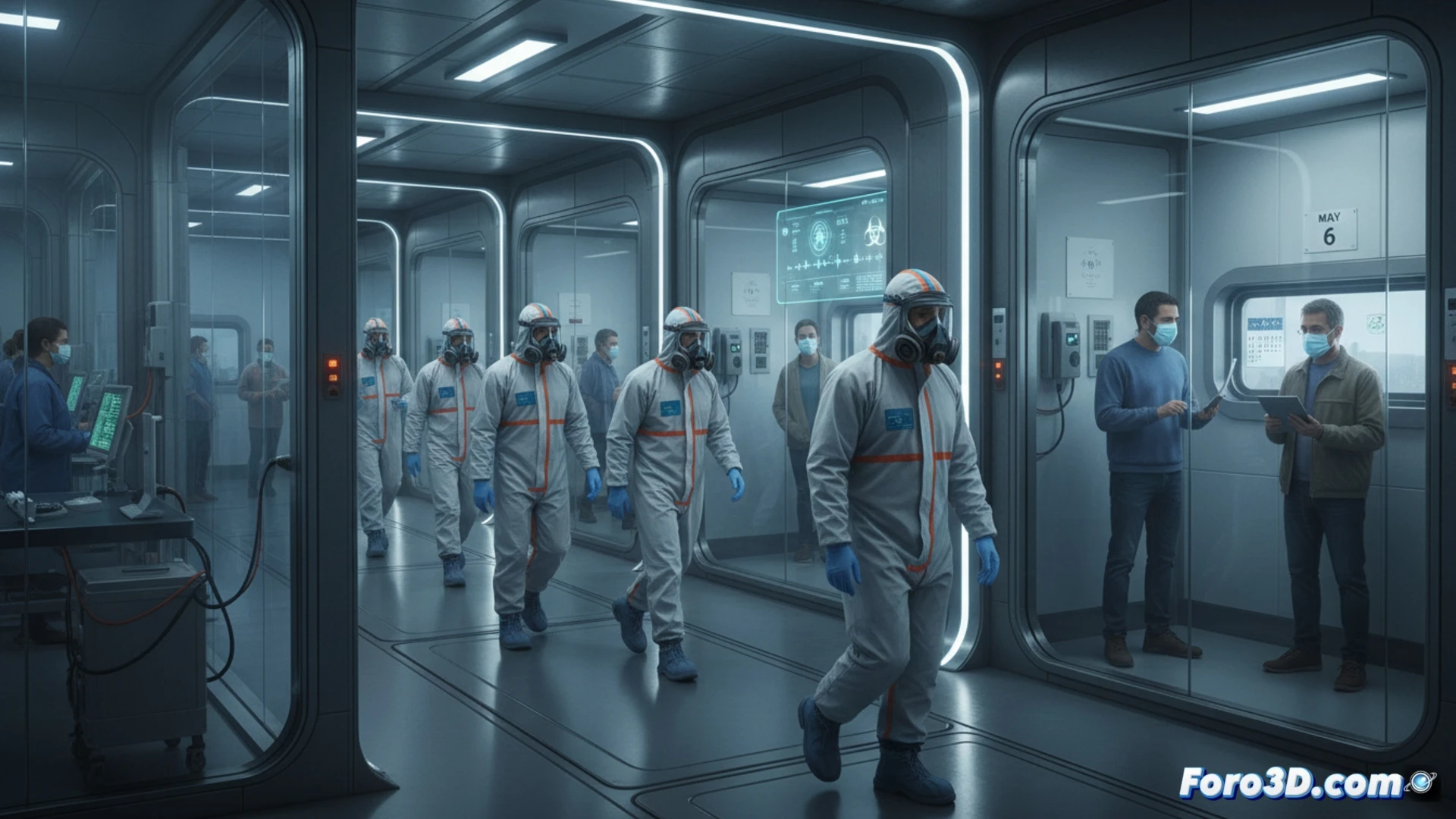Un equipo médico con trajes de protección atiende a pacientes en la Unidad de Aislamiento de Alto Nivel del Hospital Gómez Ulla.
