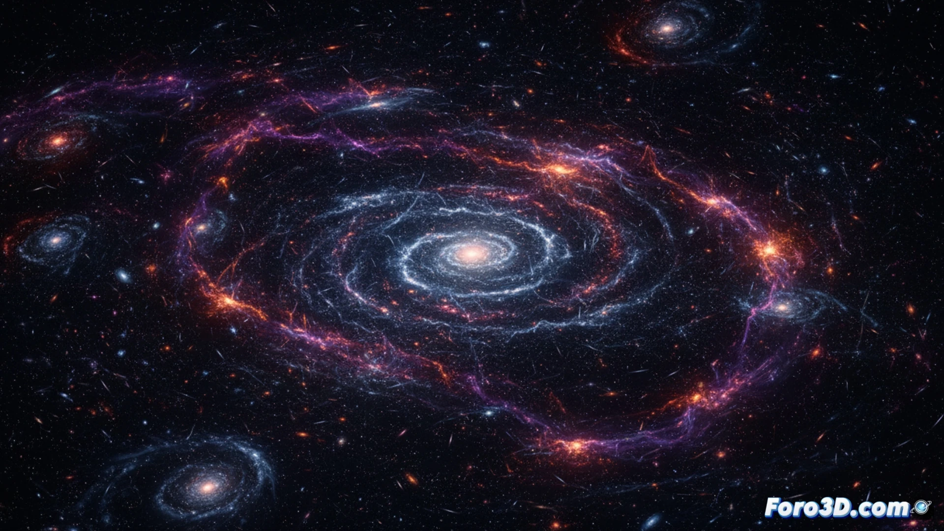 Mapa 3D del cosmos creado por DESI, abarcando 11 mil millones de años, con galaxias y energía oscura en evolución.