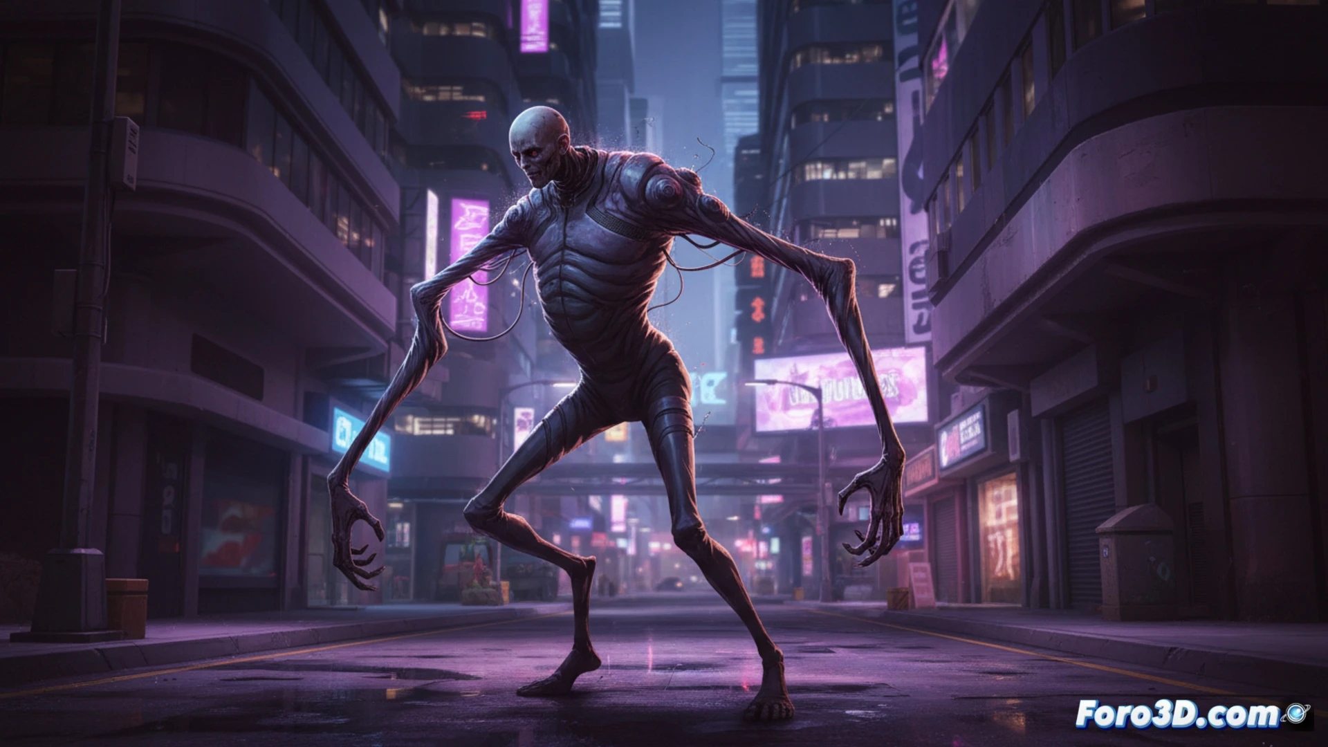 Un mod fallido de Cyberpunk 2077 muestra a V en tercera persona, con proporciones grotescas y brazos desproporcionados.