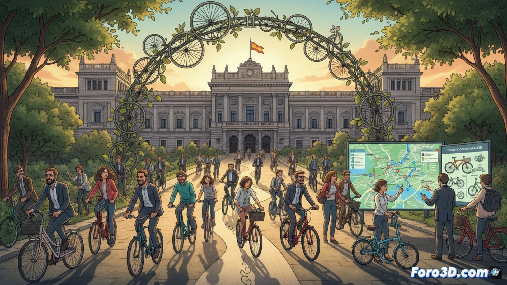 Senado español lanza su II Plan de Sostenibilidad con rutas ciclistas seguras y talleres de movilidad.