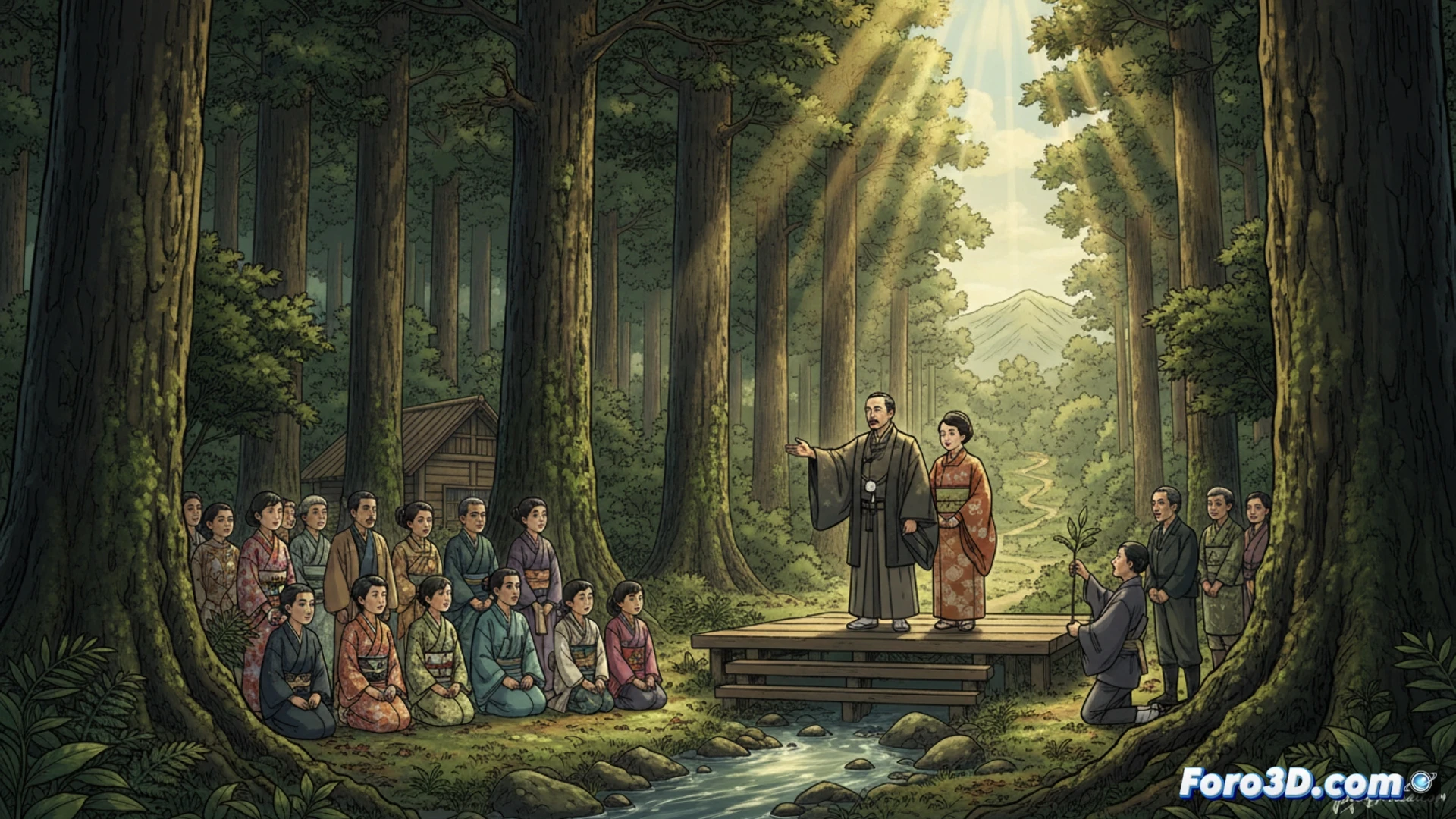 Emperador de Japón en Ehime 2026, señalando bosques frondosos tras su discurso en el festival de plantación de árboles.