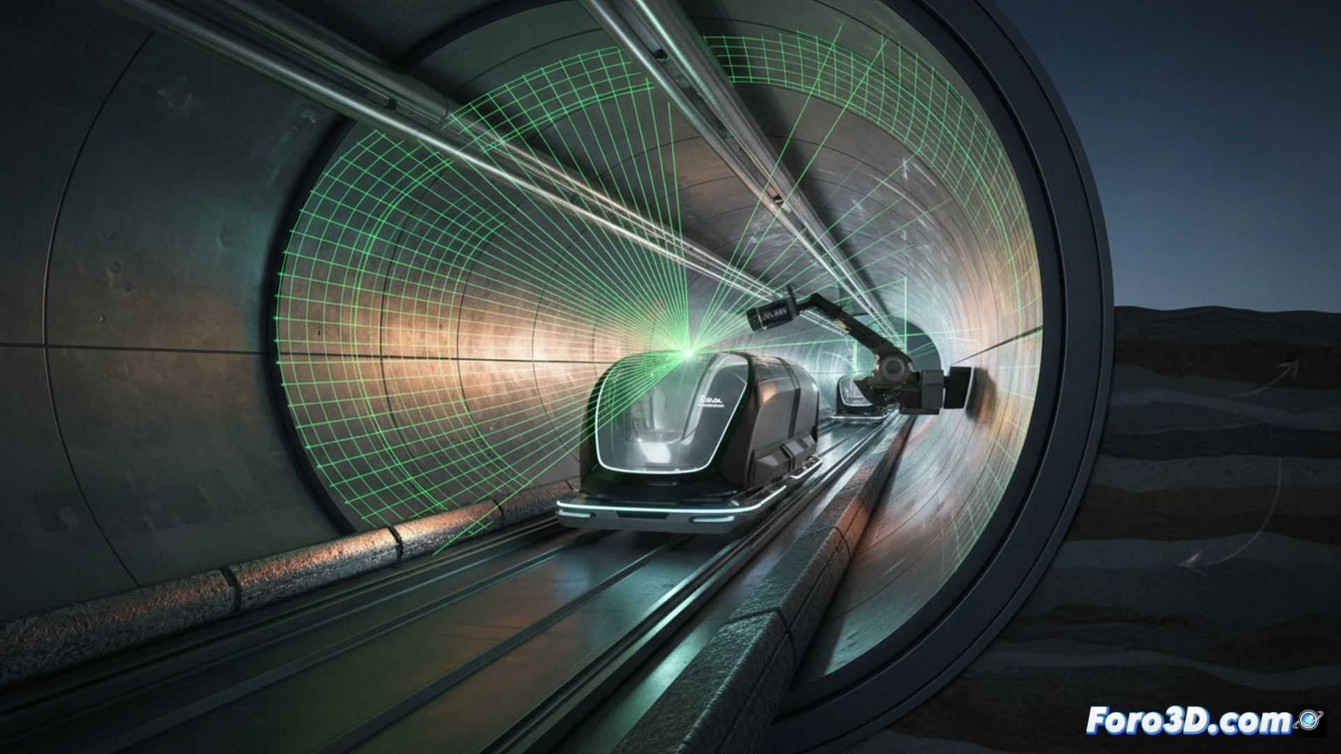 Escaneo láser sub-milimétrico en tubo Hyperloop para medir desviaciones de alineamiento y rozamiento de cápsula