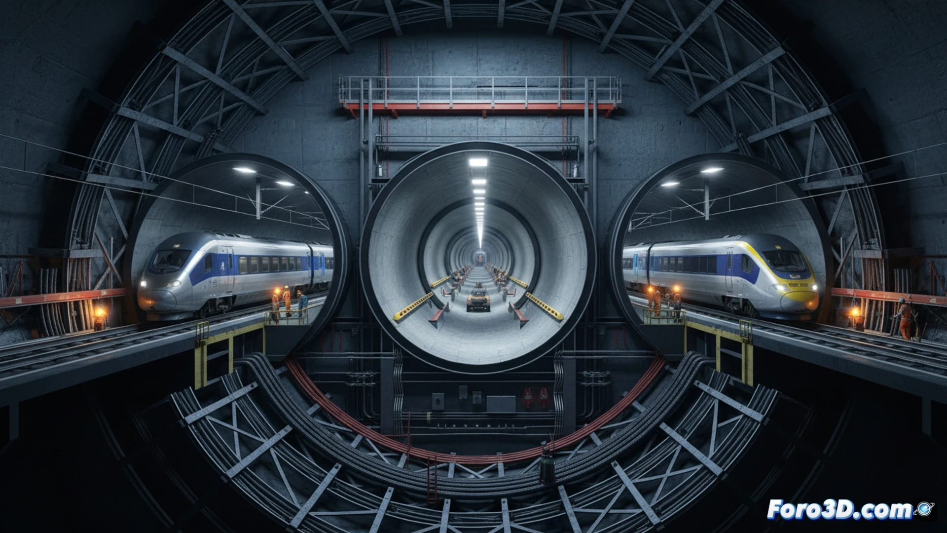 Tunel bajo el Canal de la Mancha, tren Eurostar cruzando el mar, infraestructura de transporte clave