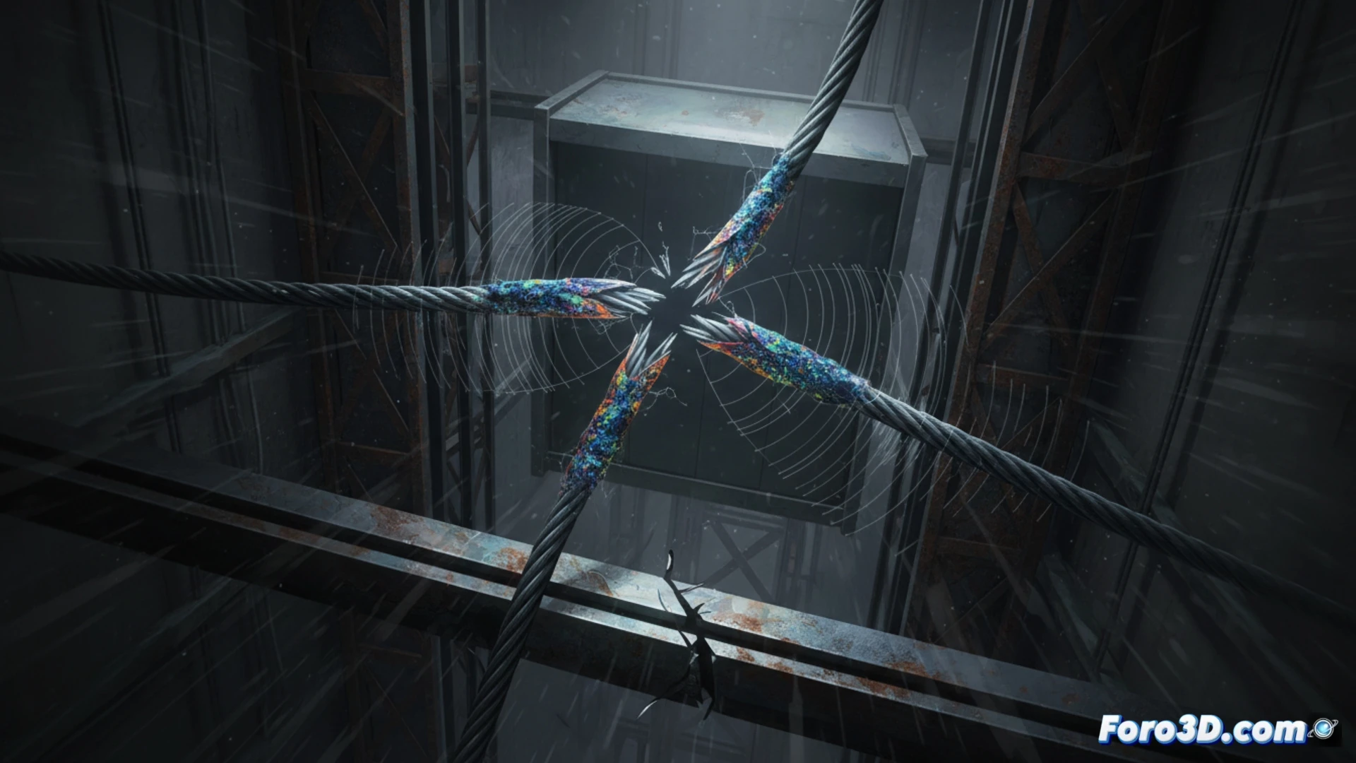 simulación 3D de fatiga en sujeción de ascensor con microfisuras por corrosión química