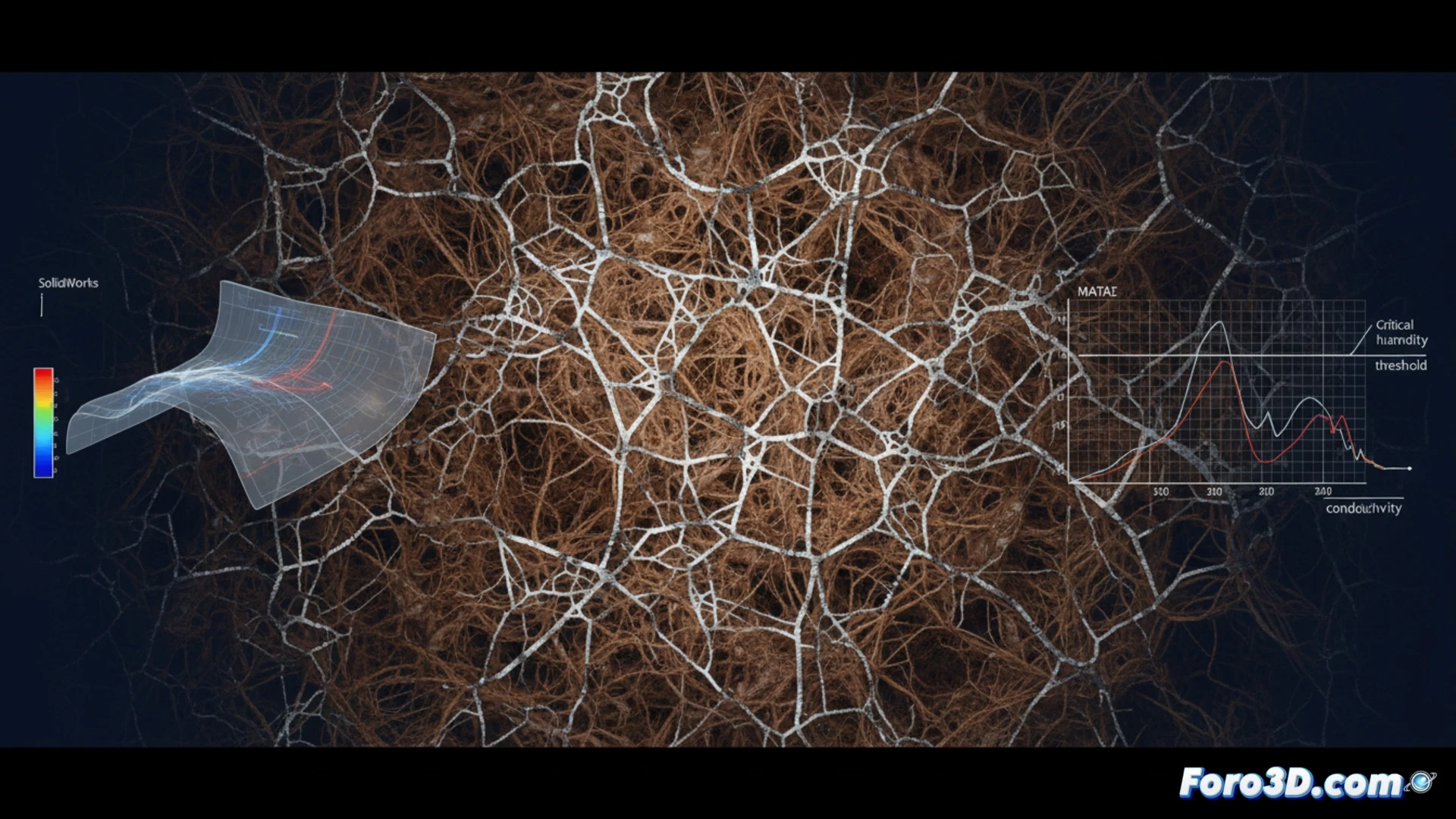 Simulacion 3D de tensiones en circuito de papel con tinta de nanoplata bajo humedad creciente