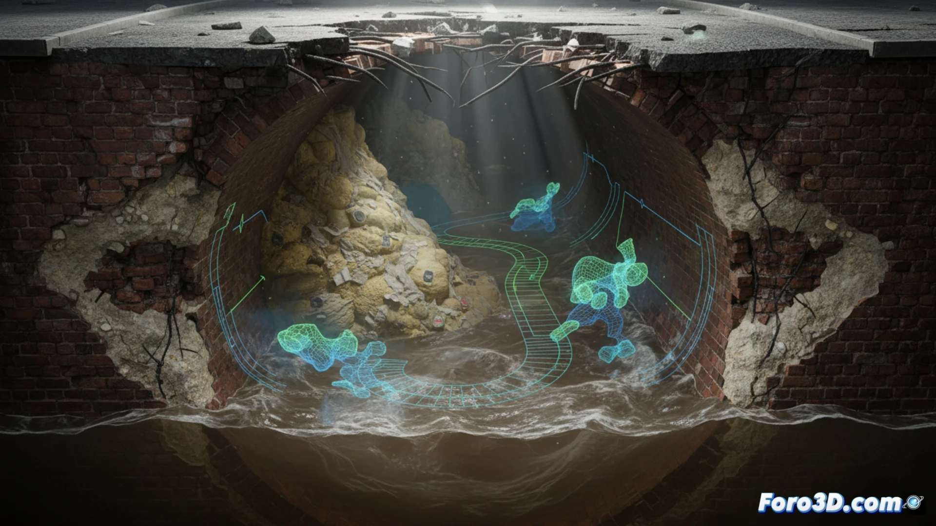Fatberg y erosión química en colector de ladrillo del siglo XIX analizado con simulación 3D