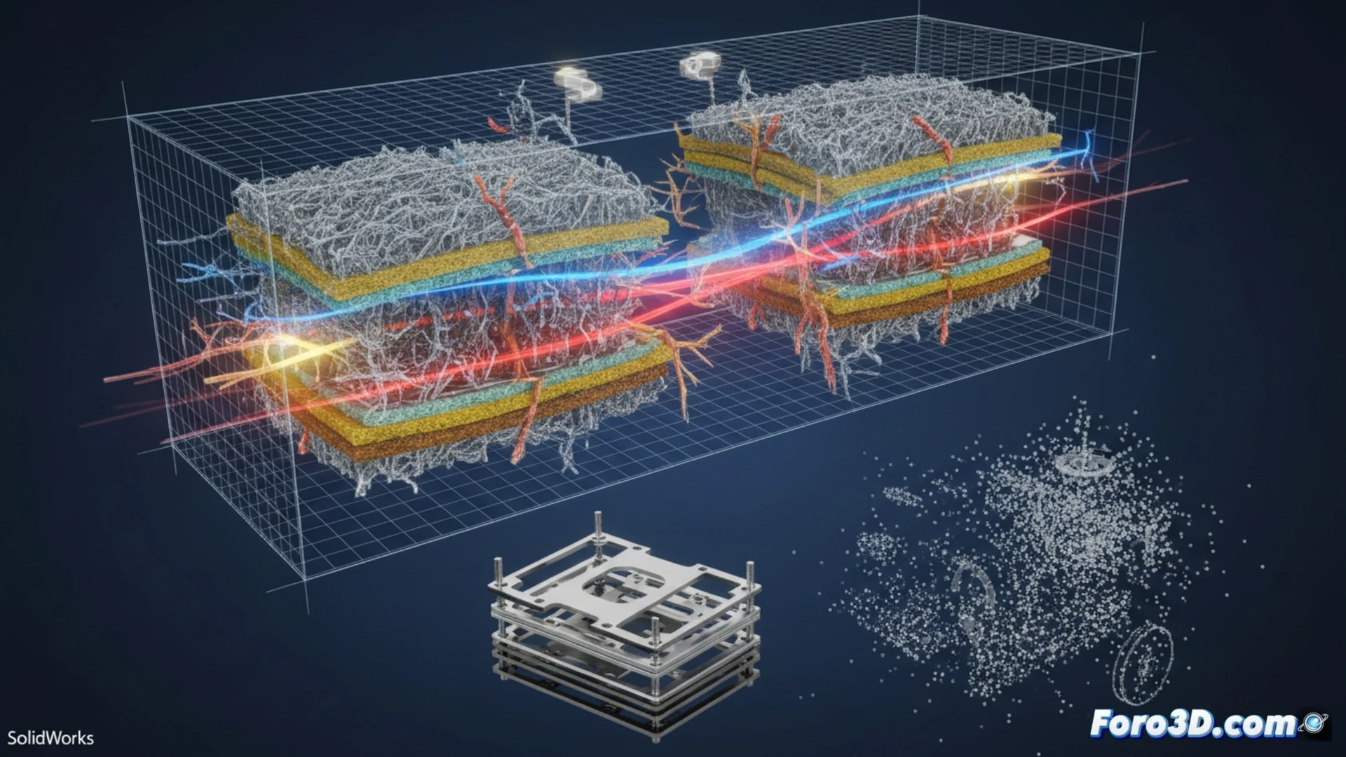 Simulación COMSOL de fatiga en membrana PEM con degradación química y crossover de gases H2 y O2