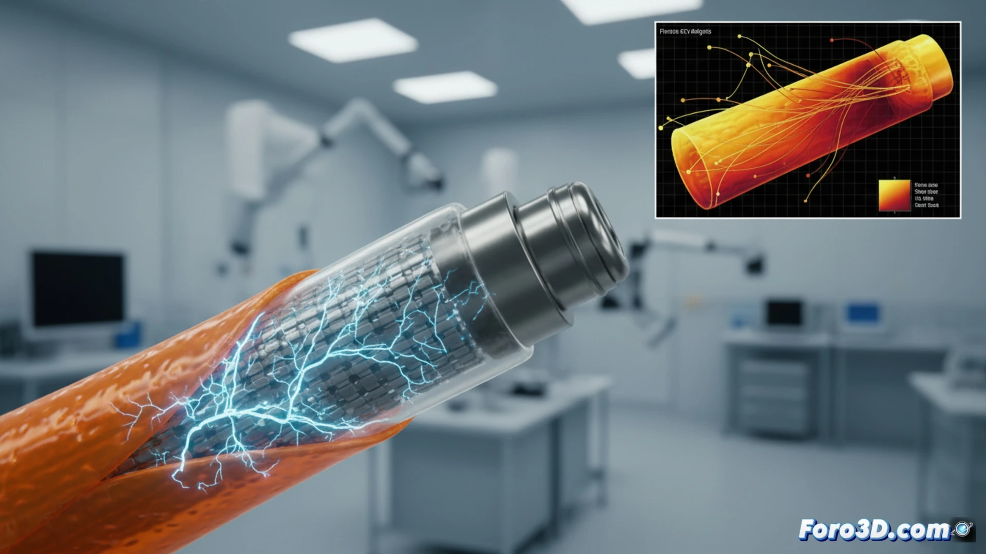 Micro-CT de electrodo de platino con microgrietas en implante coclear para análisis de fatiga