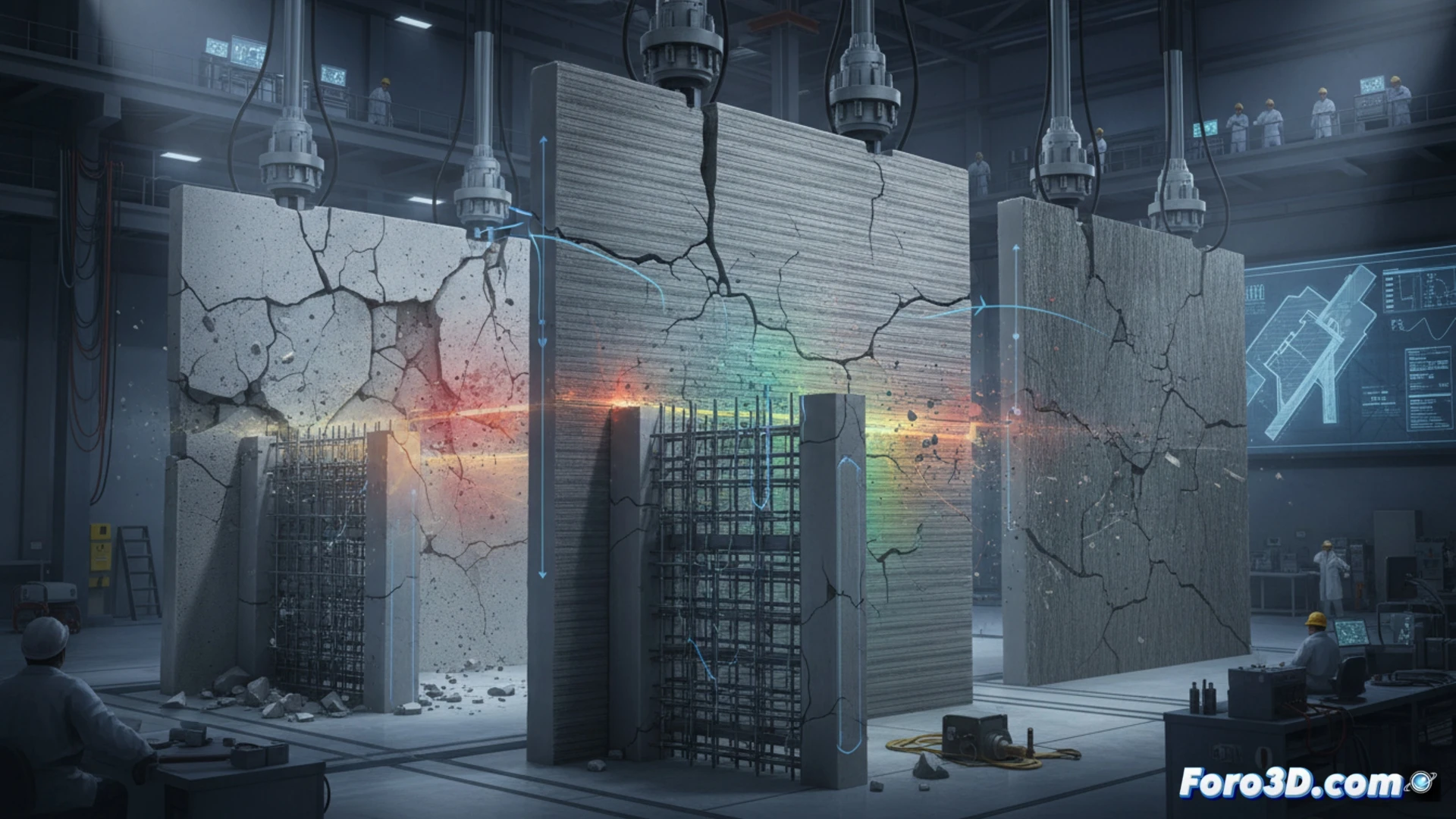 Muro de hormigón impreso en 3D sometido a pruebas de fatiga sísmica en laboratorio estructural