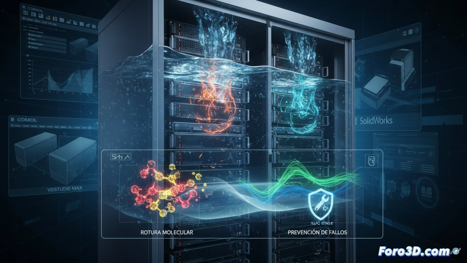 Simulación de fatiga térmica en fluido dieléctrico dentro de disipador de data center con gradientes de temperatura