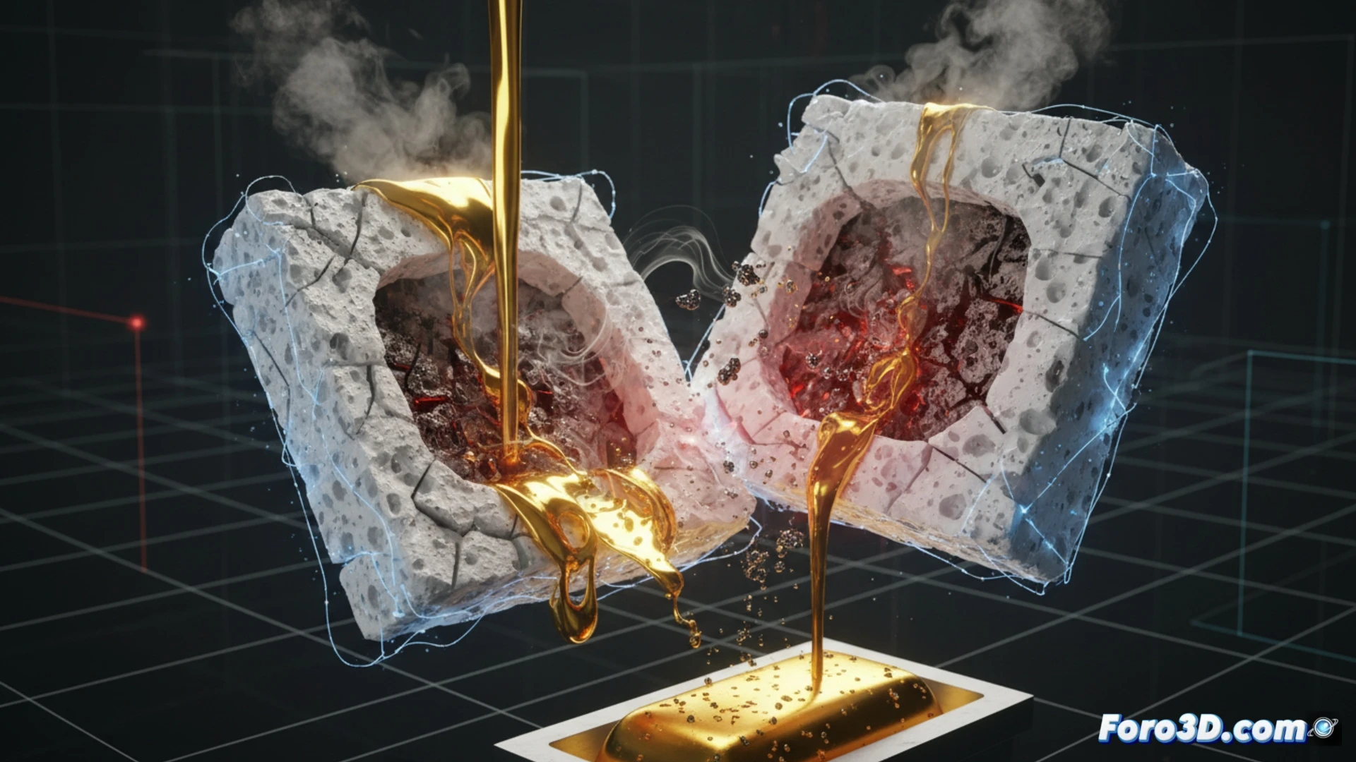 Simulación 3D de tensiones térmicas en filtro cerámico poroso durante fundición de oro fundido